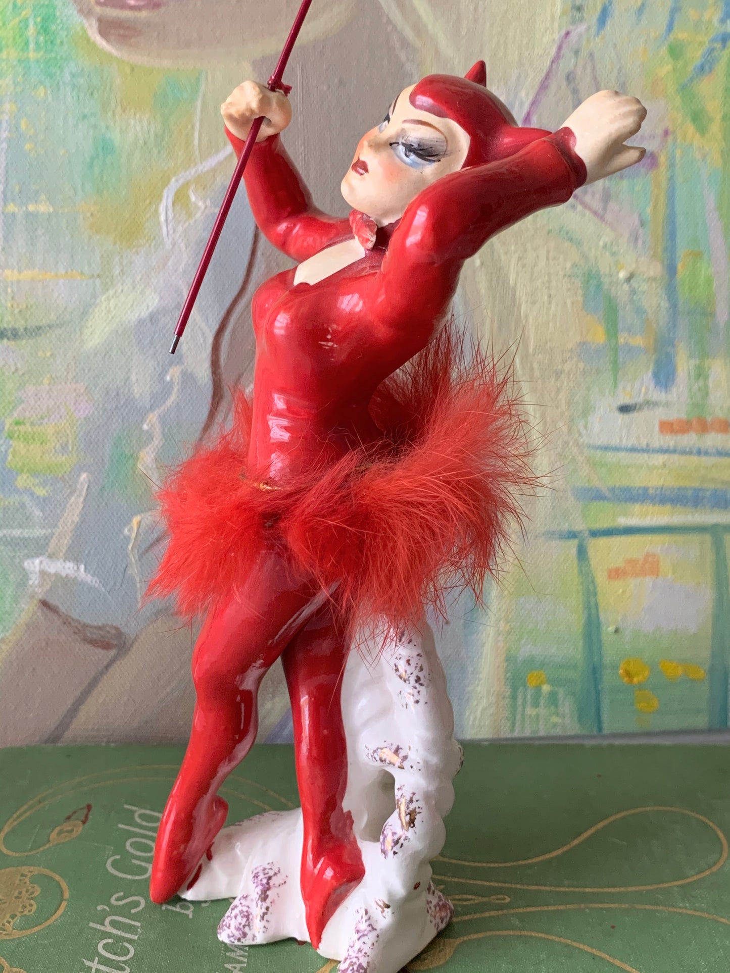 Vintage red devil girl ballerina