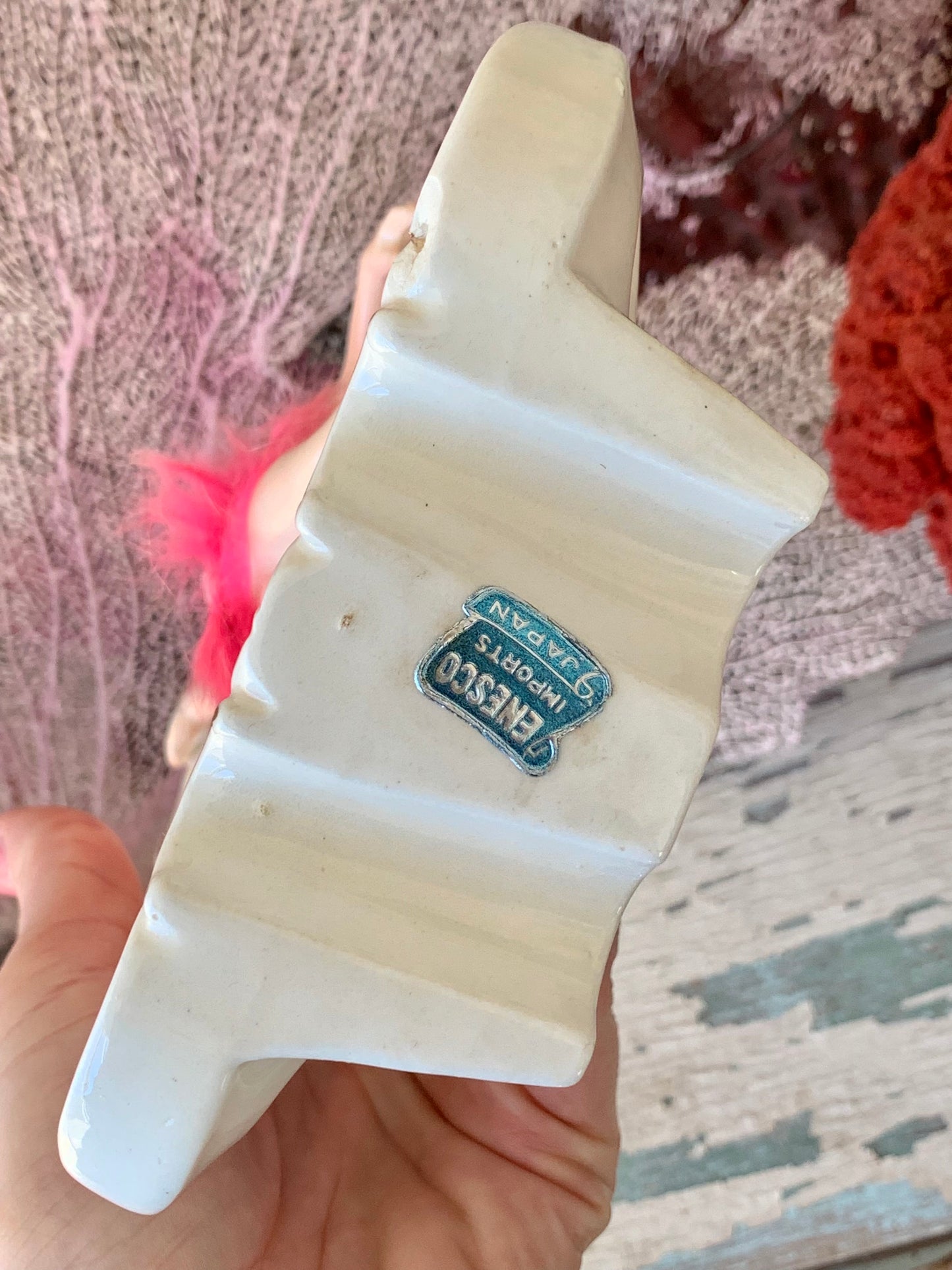 Vintage pink ballerina wall pocket plaque *as-is