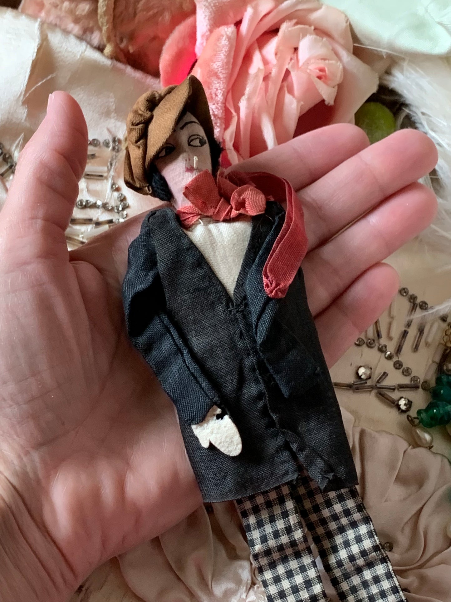 Vintage miniature smoker doll