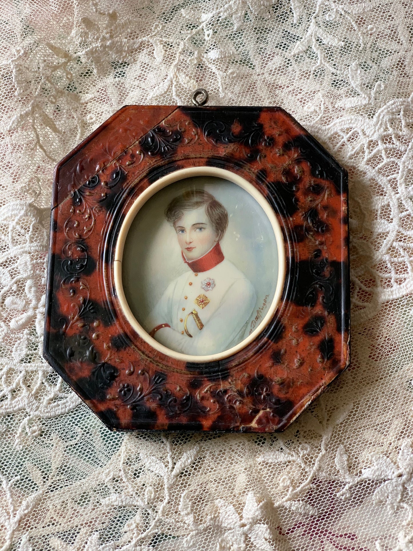 Antique miniature portrait painting