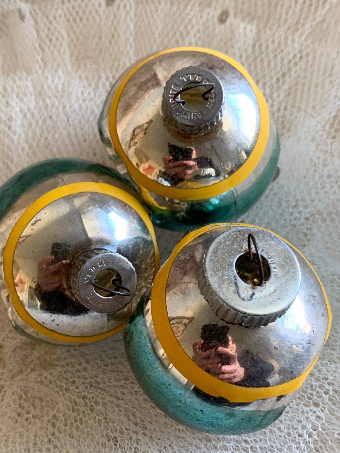 Vintage set Shiny Brite indent ornaments