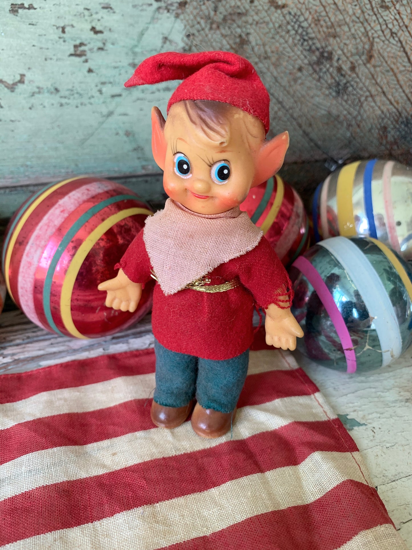 Vintage mini elf figurine Christmas decoration pixie doll