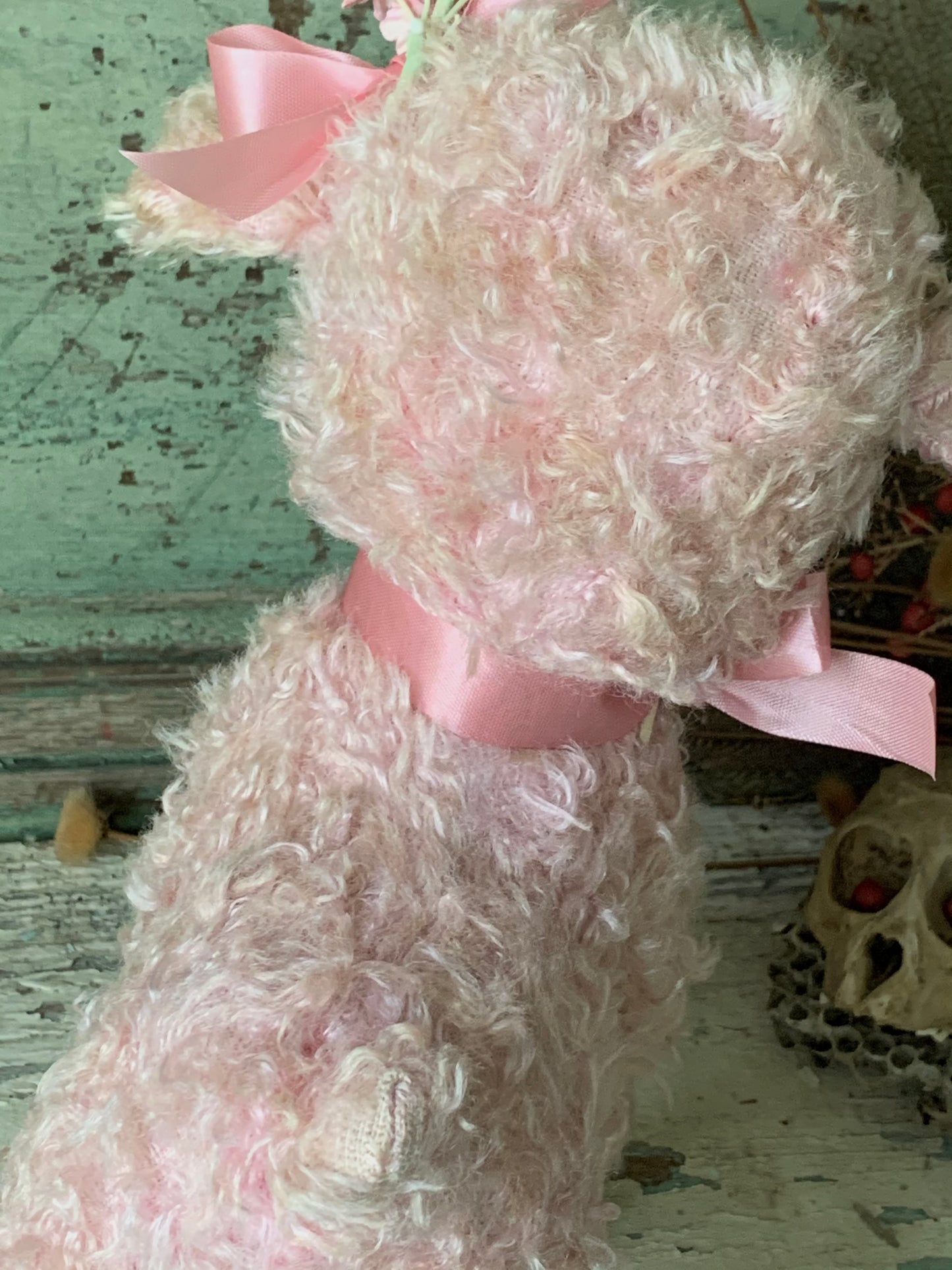 Vintage small Rushton pink lamb