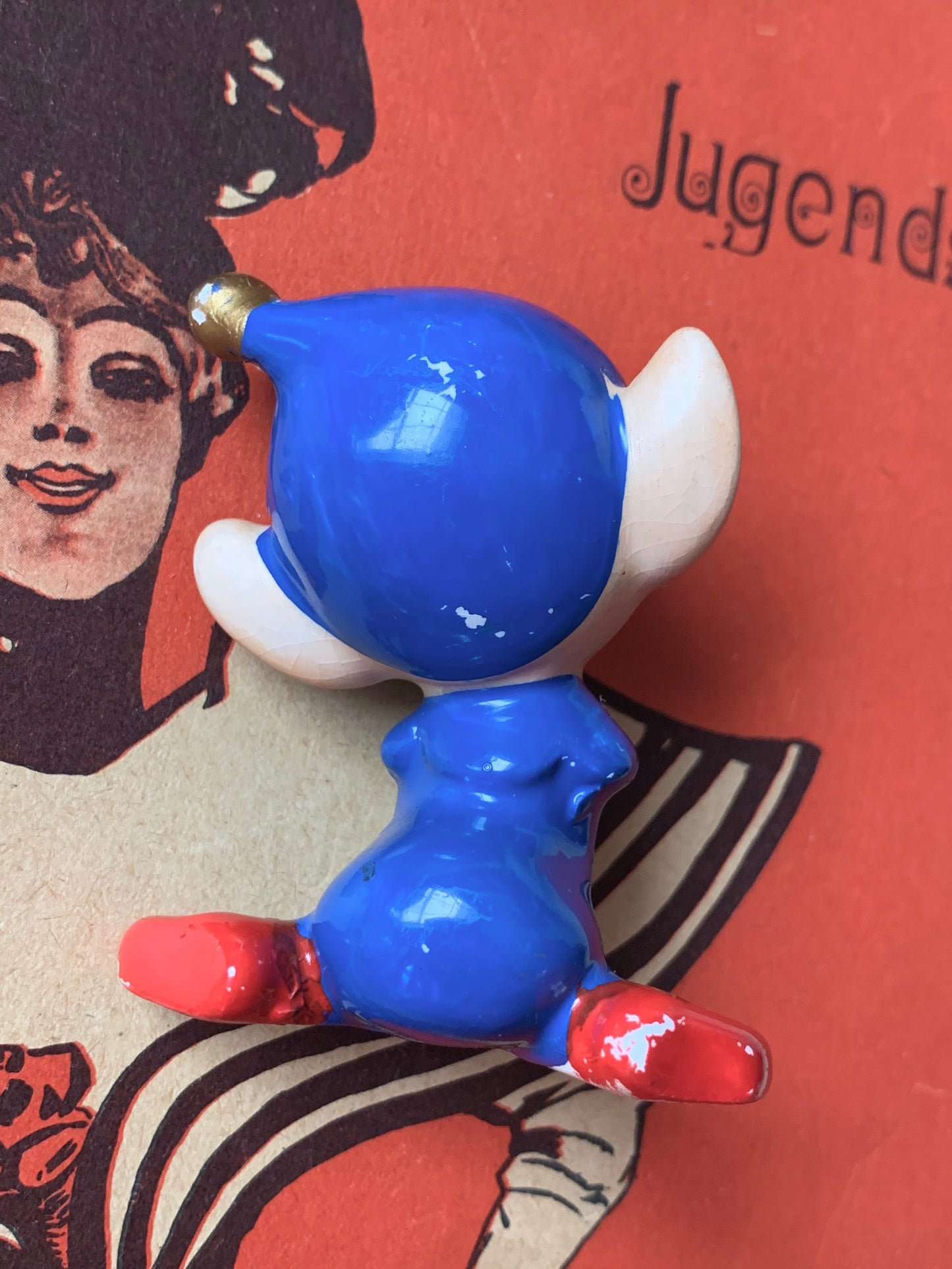 Vintage miniature blue elf figurine