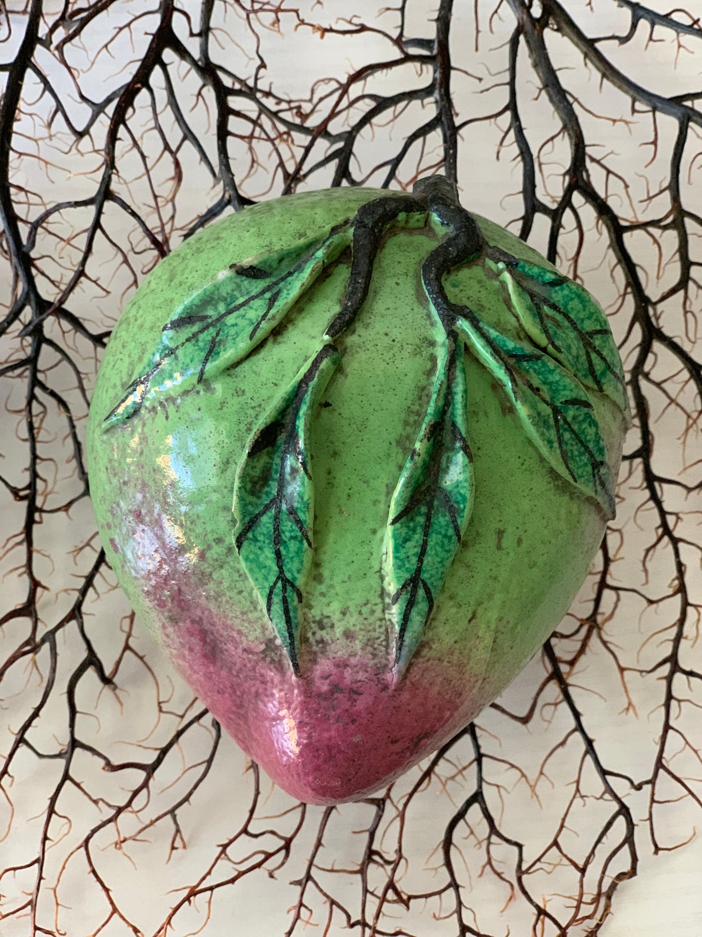 Vintage pottery altar fruit mango