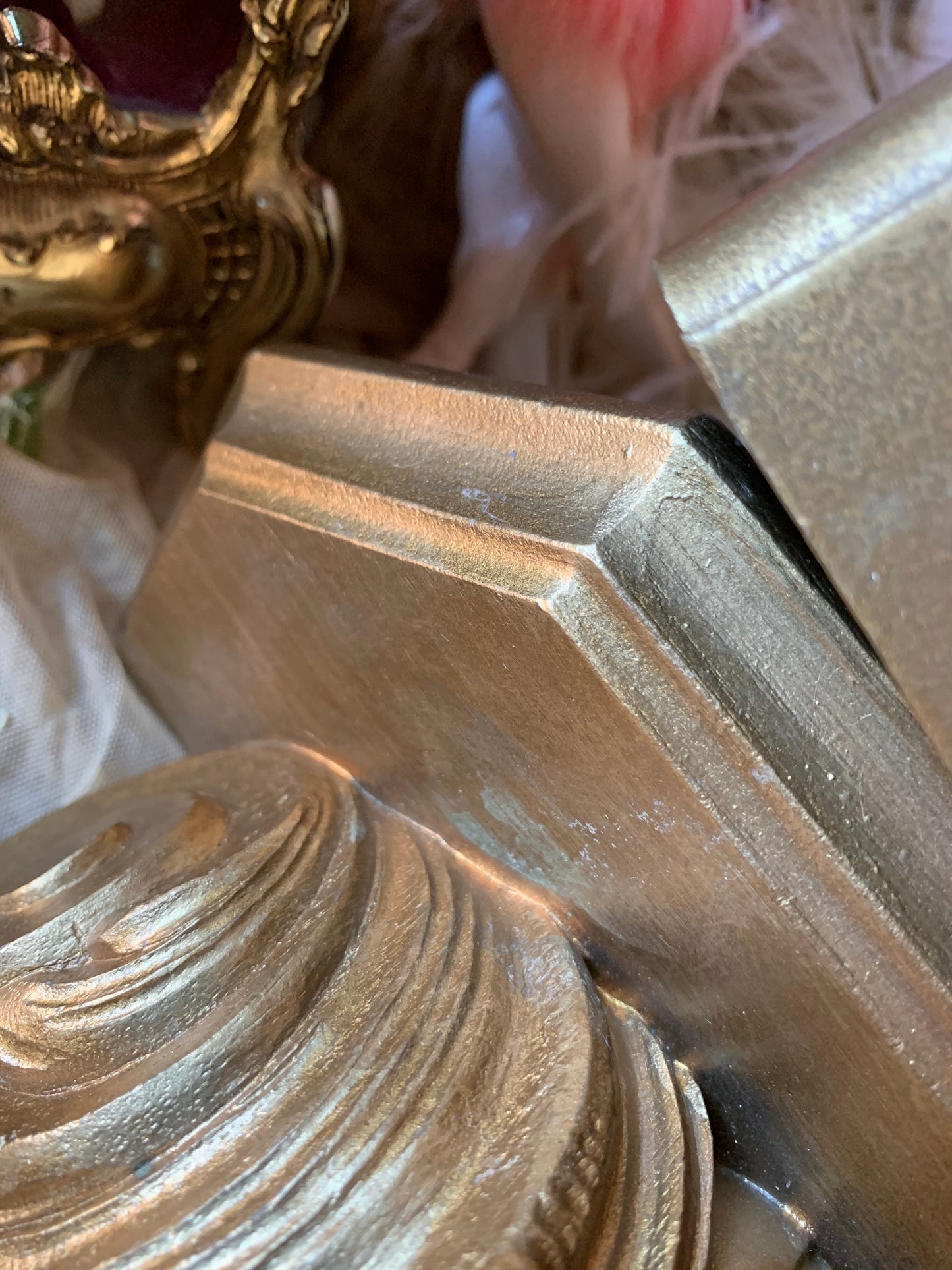 Vintage pair ornate gold plastic sconces