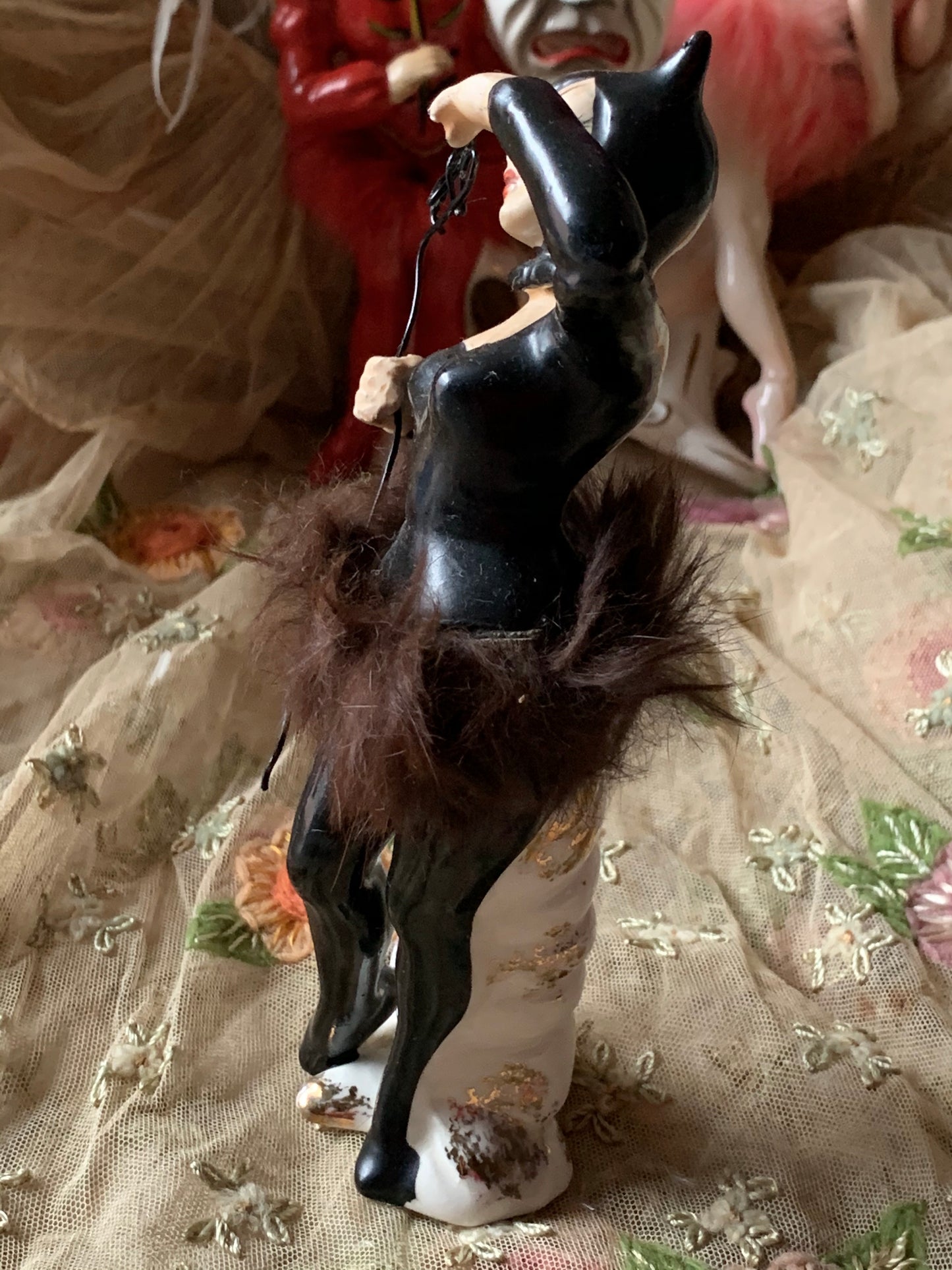 Vintage black devil ballerina figurine