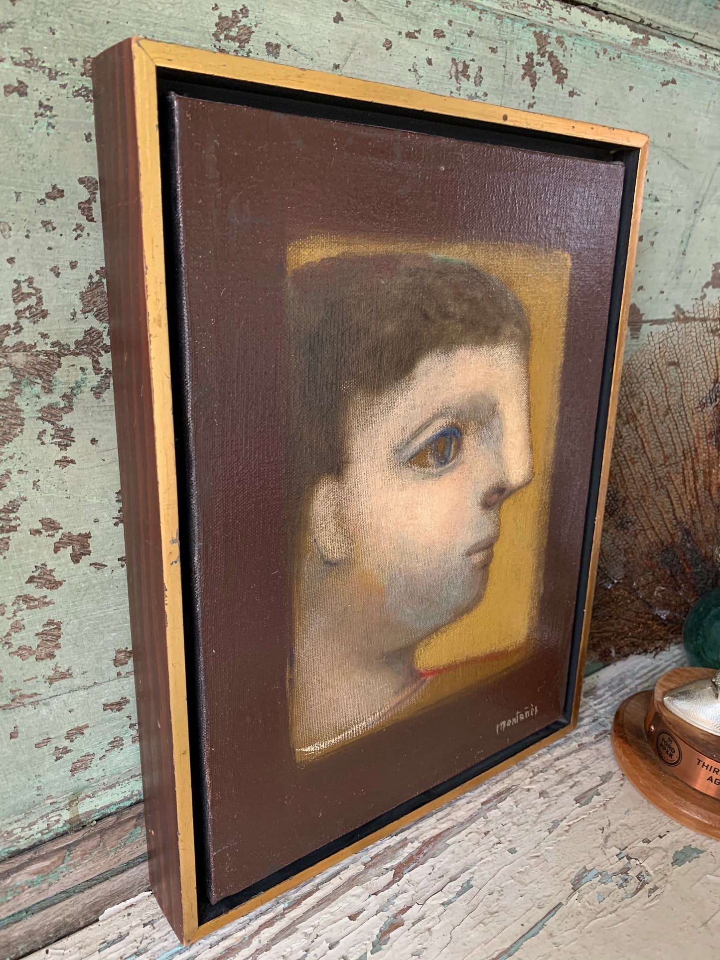 Vintage original Jose Montanes painting signed male portrait