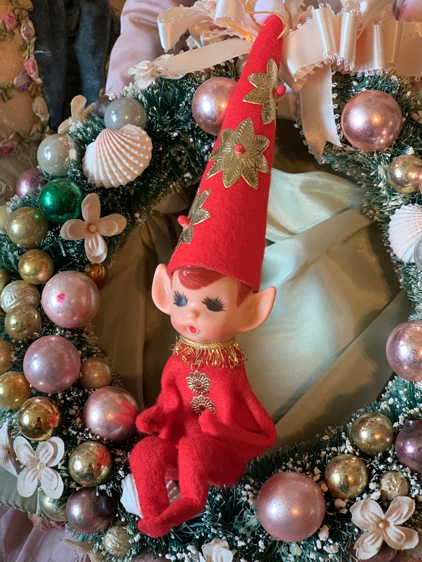 Vintage pointy hat shelf sitter elf retro Japan Christmas pixie