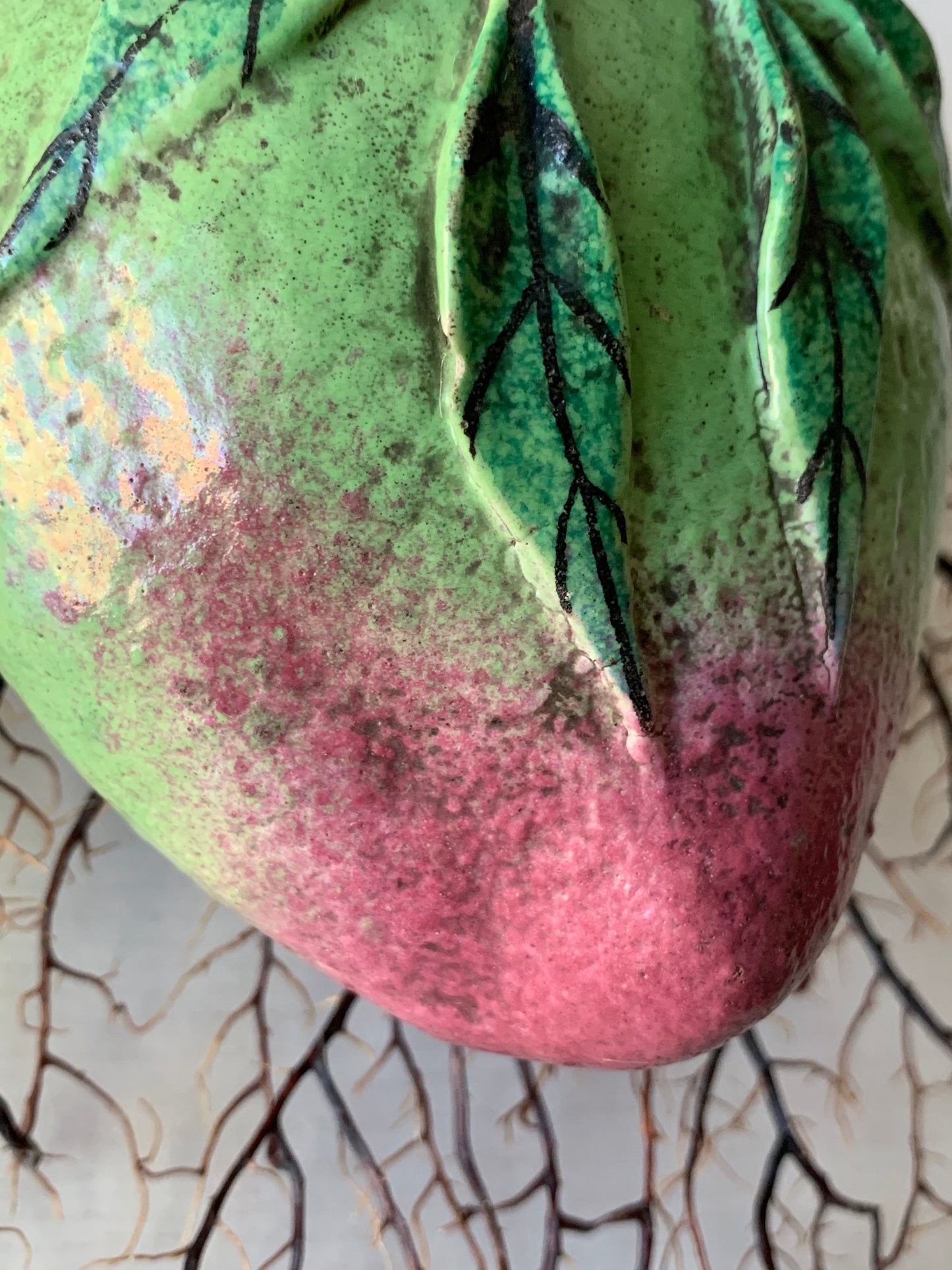 Vintage pottery altar fruit mango