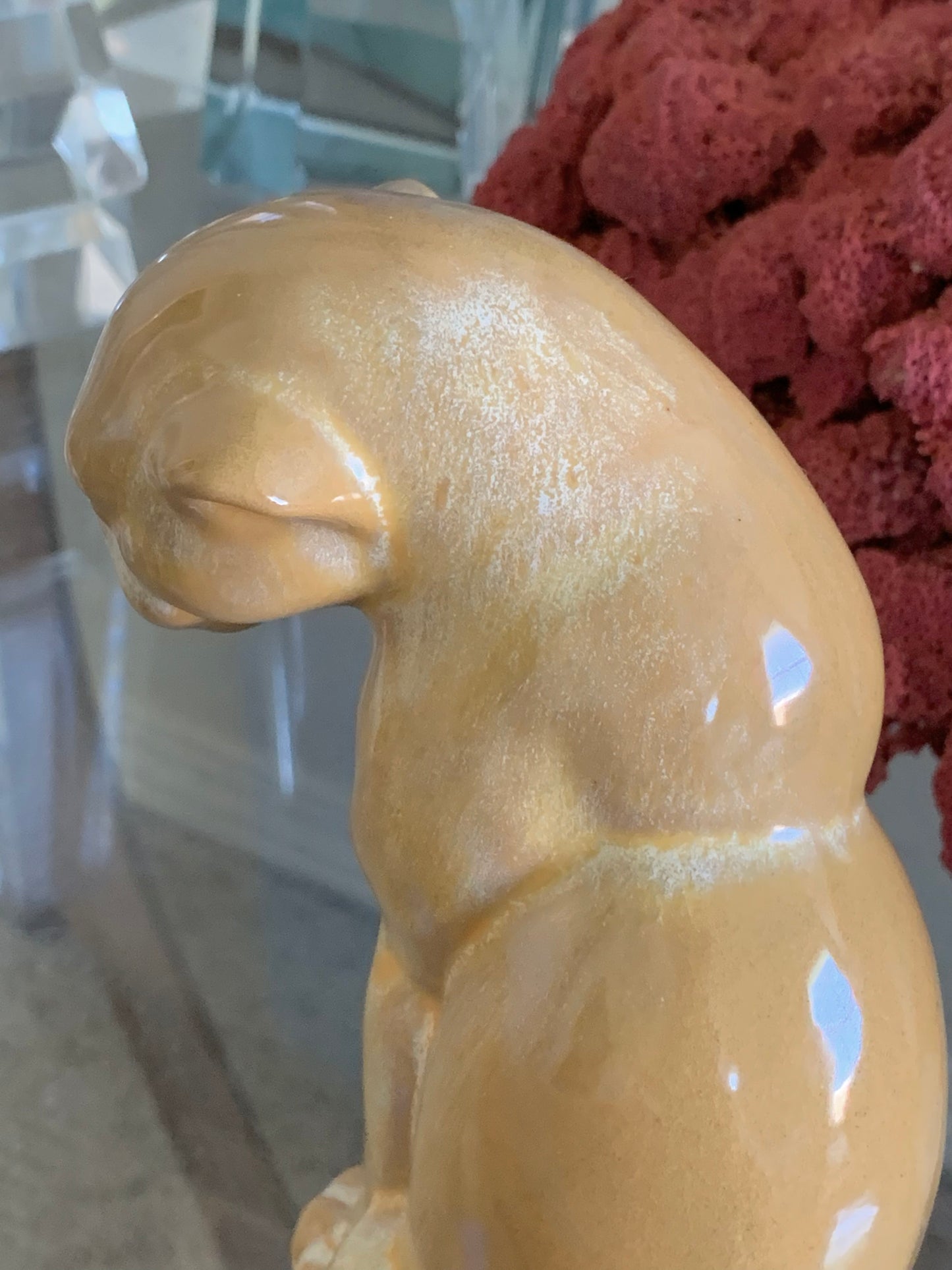 Vintage Frankoma pottery puma cat statue