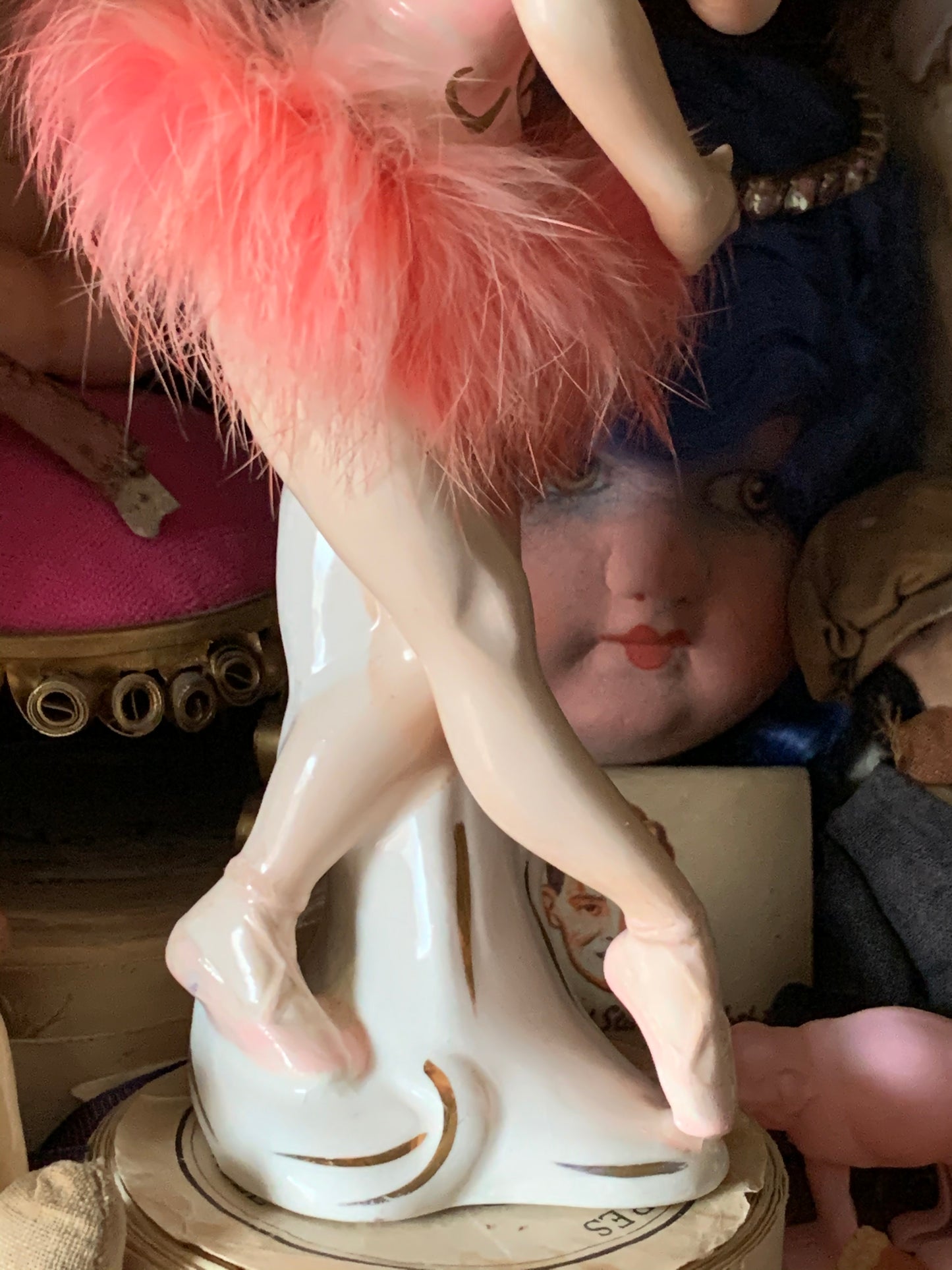 Vintage pink ballerina figurine