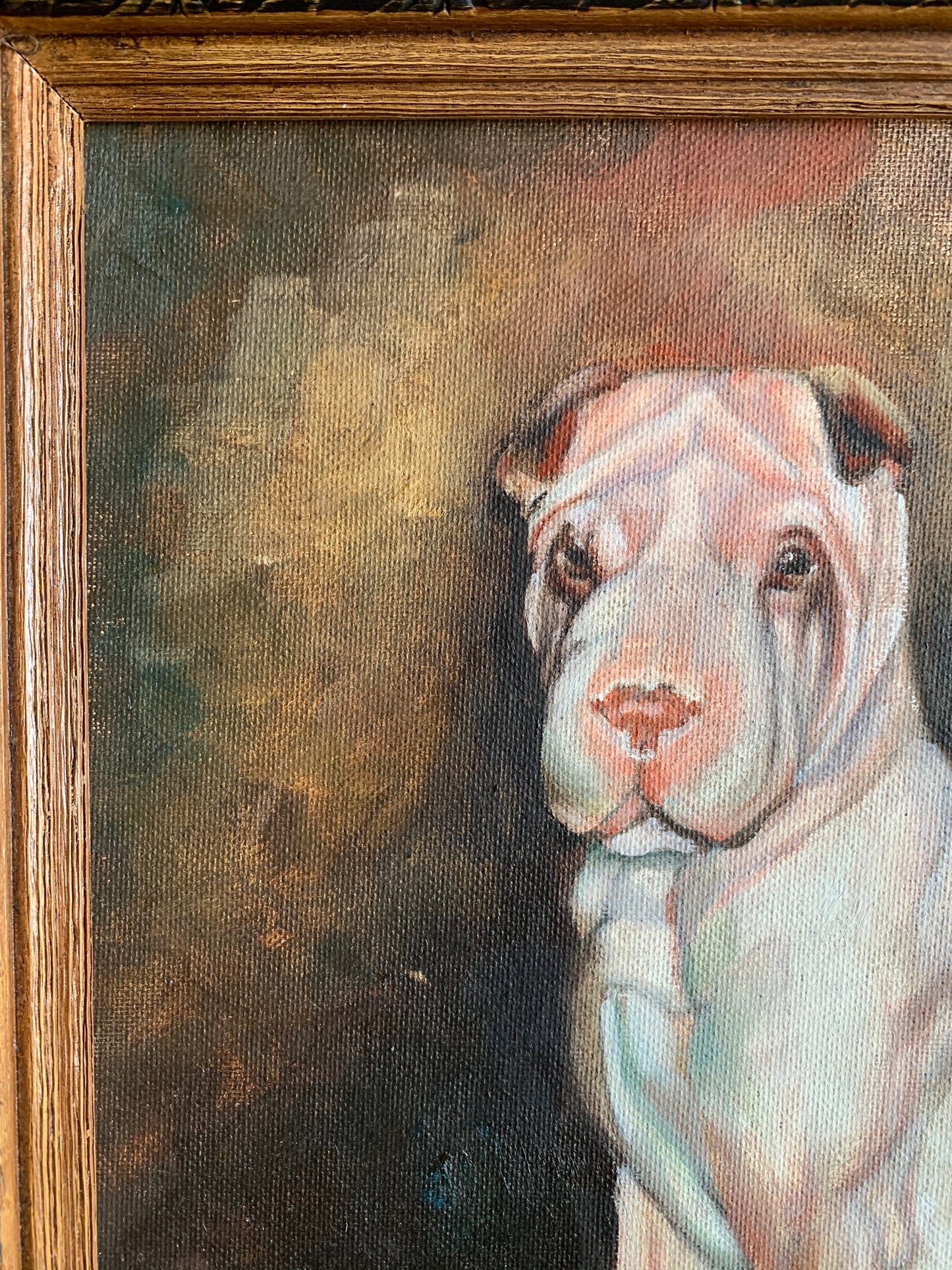 Vintage framed original dog painting