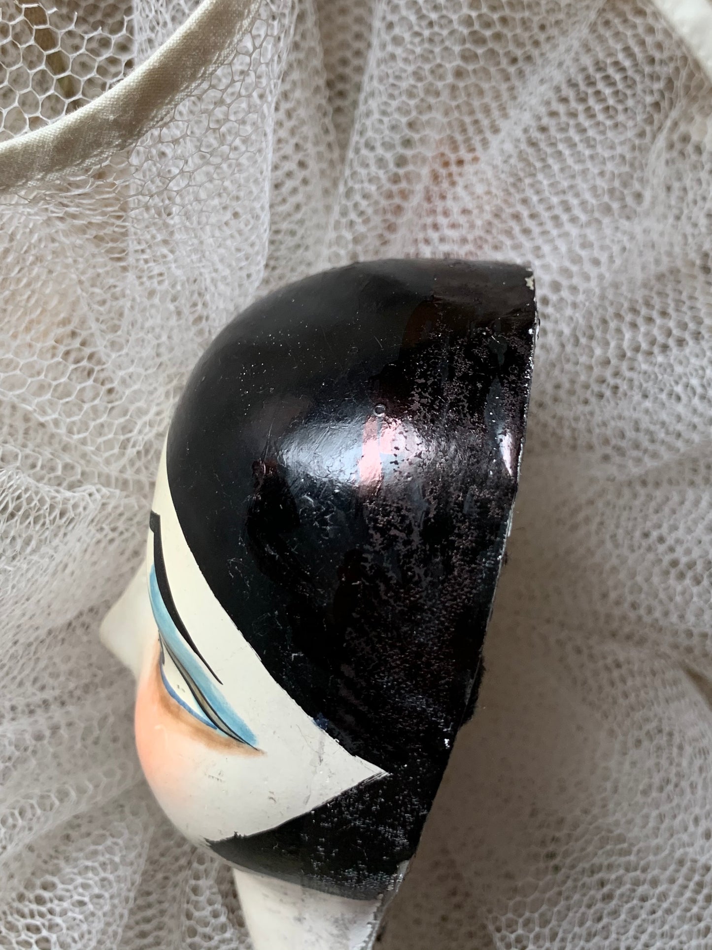 Vintage pierrot doll face tulle decoration
