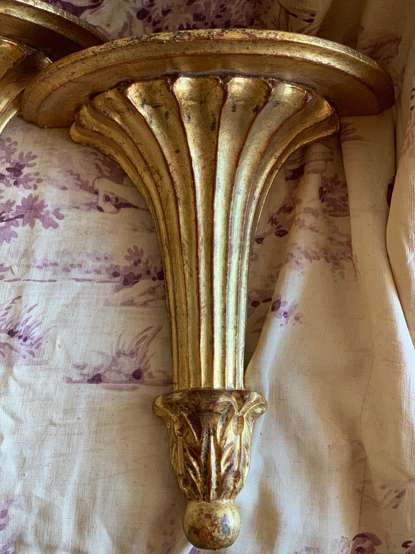 Vintage pair gold Italian sconces