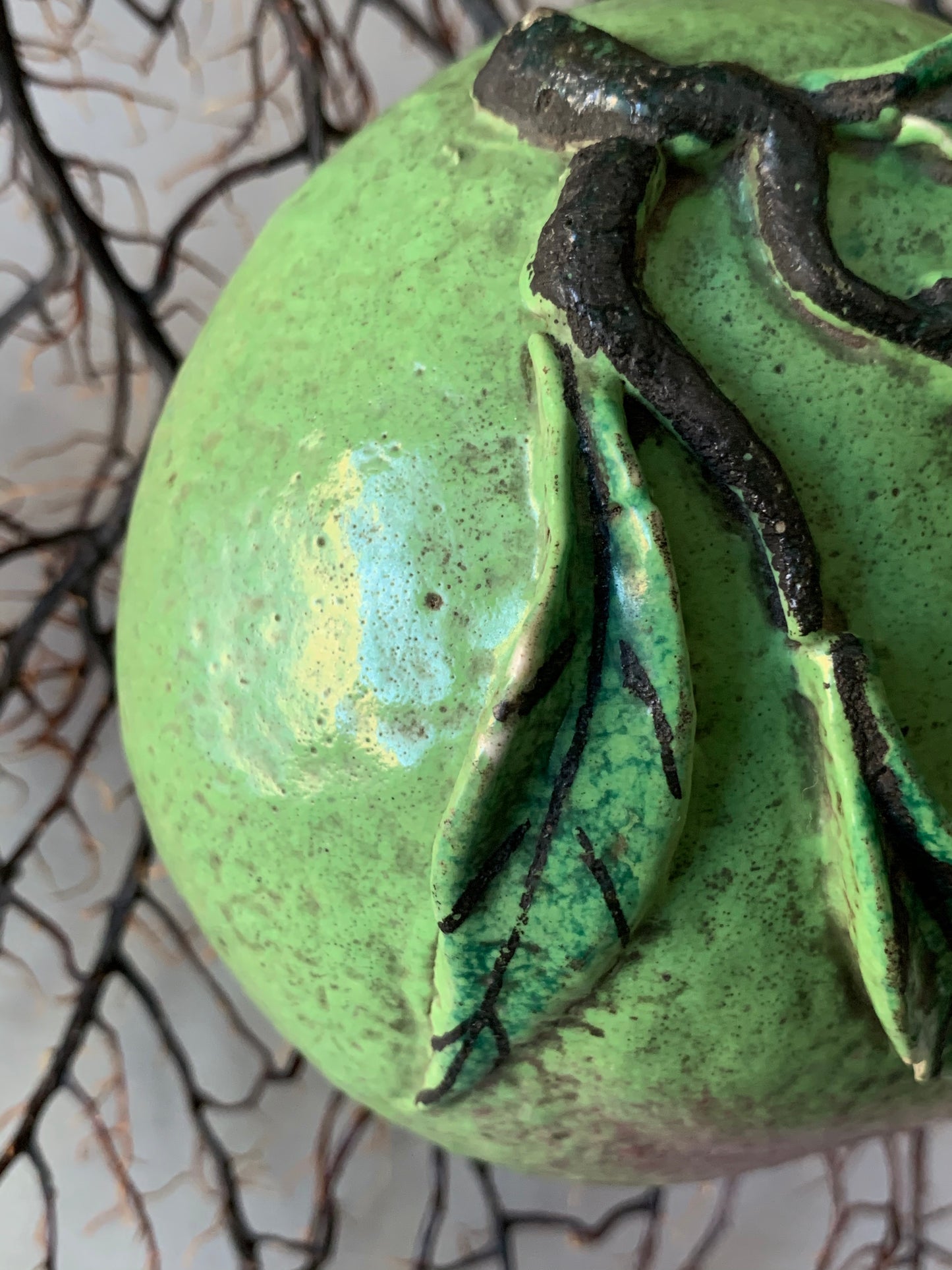 Vintage pottery altar fruit mango