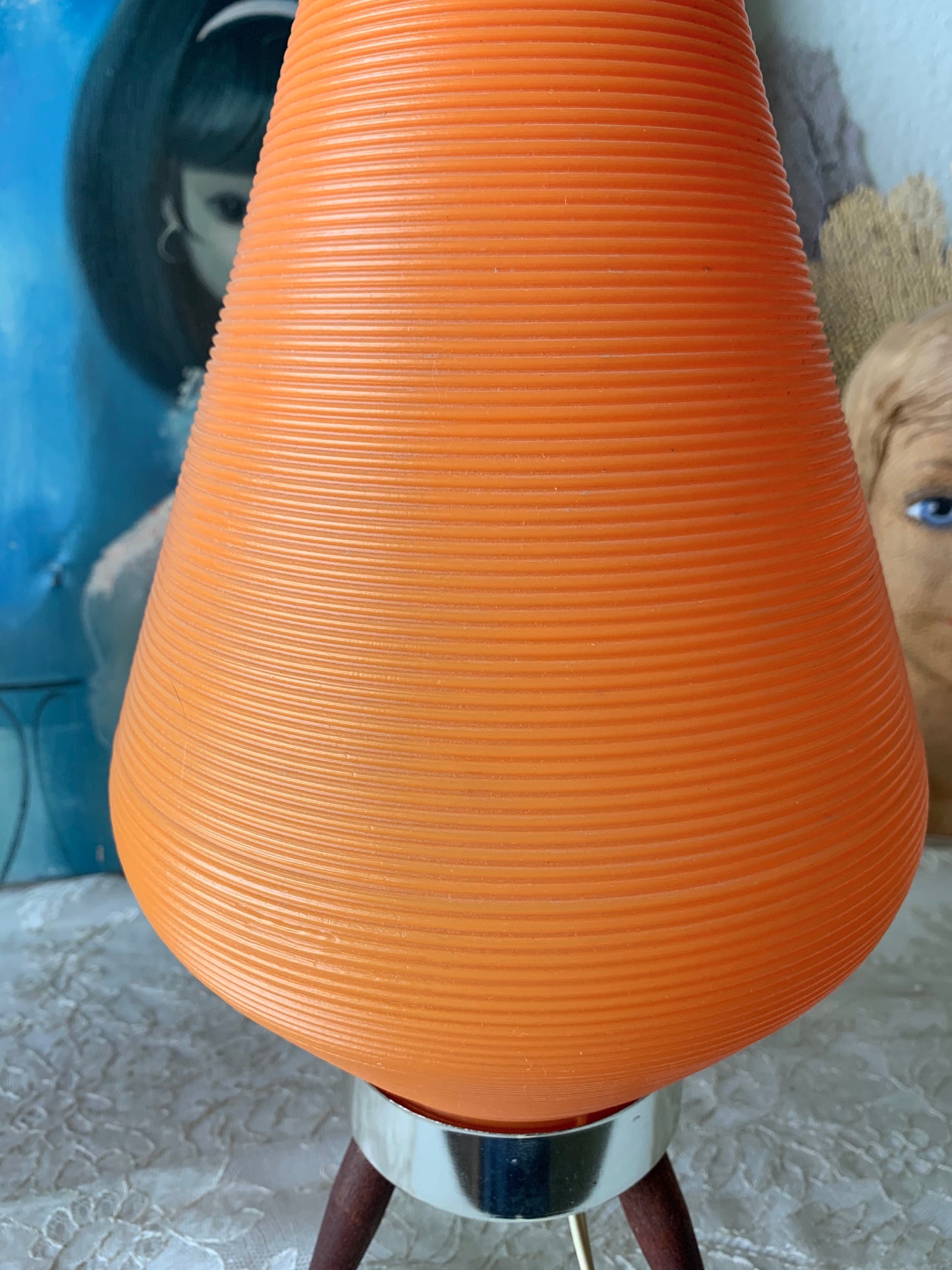 Vintage pair orange beehive lamps mid century lights