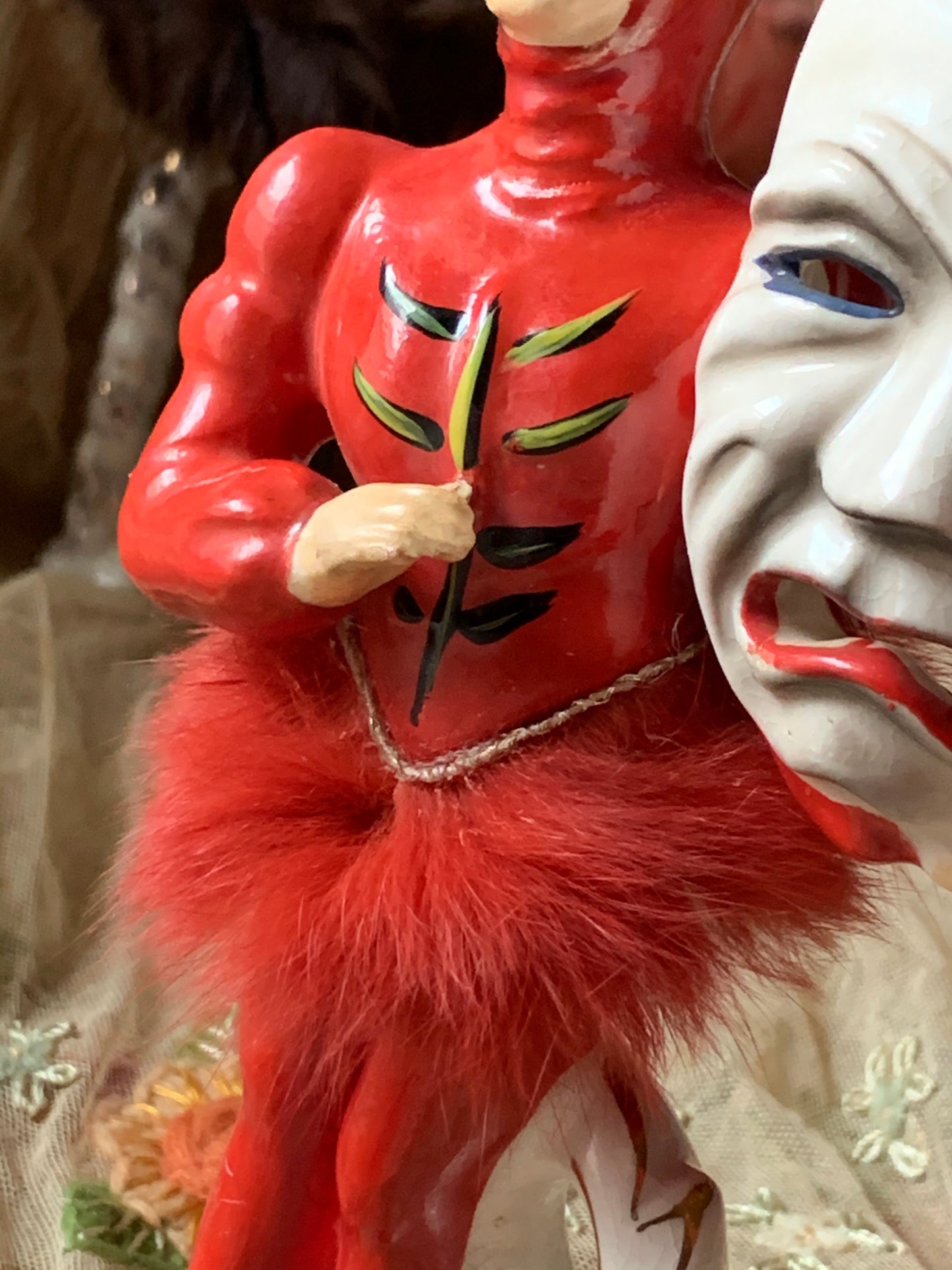 Vintage devil ballerina boy with mask