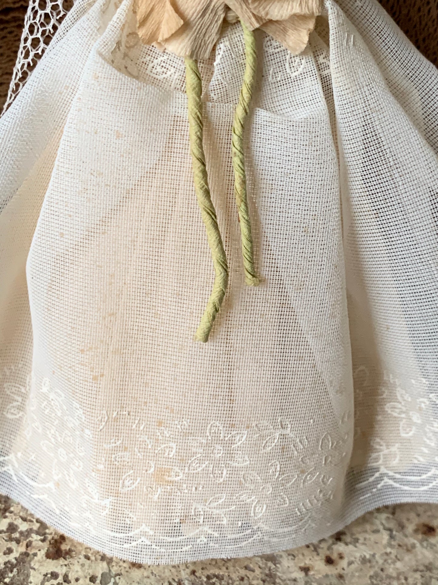 Vintage crepe paper wedding topper couple