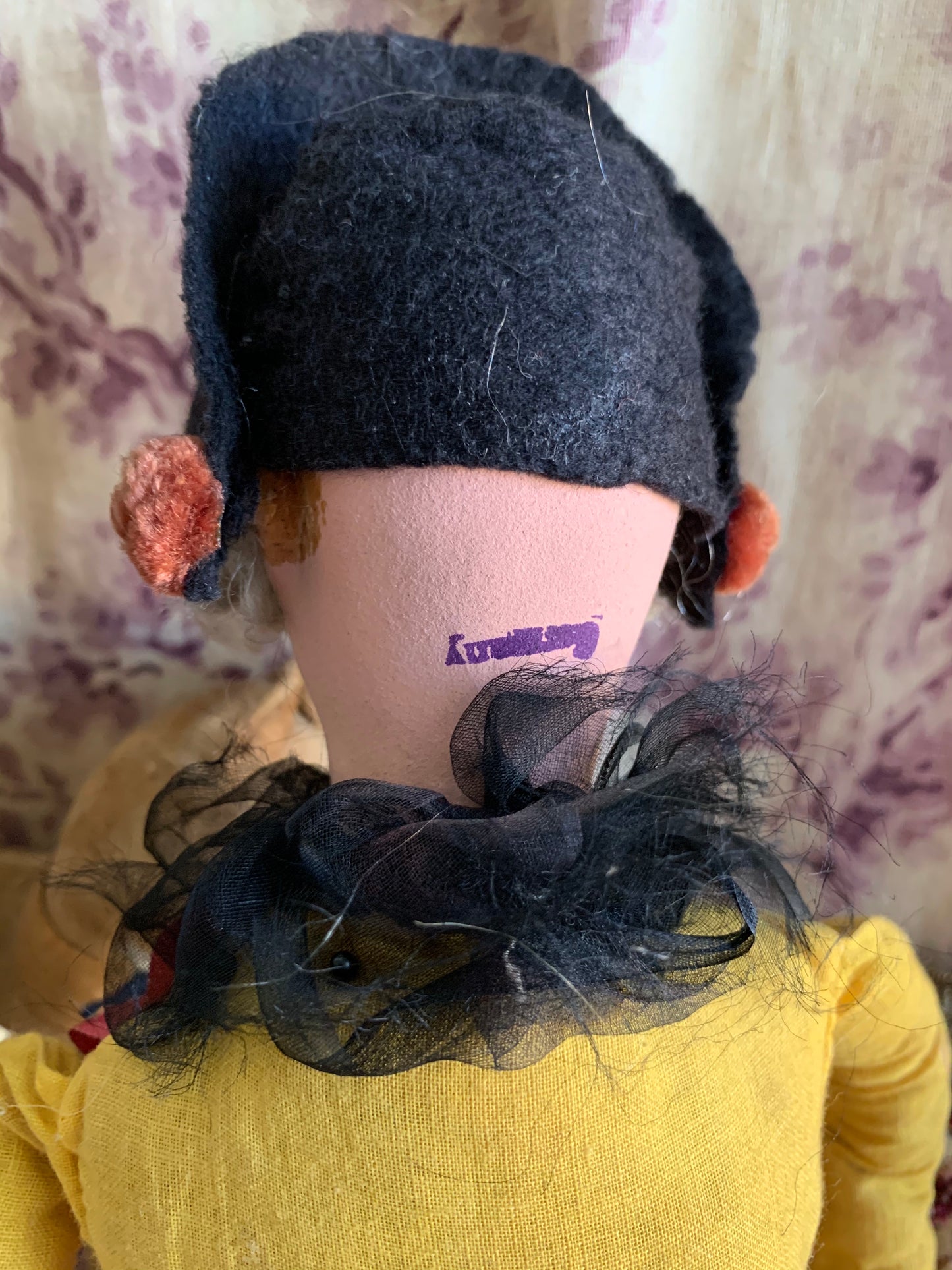 Vintage small pierrot boudoir doll