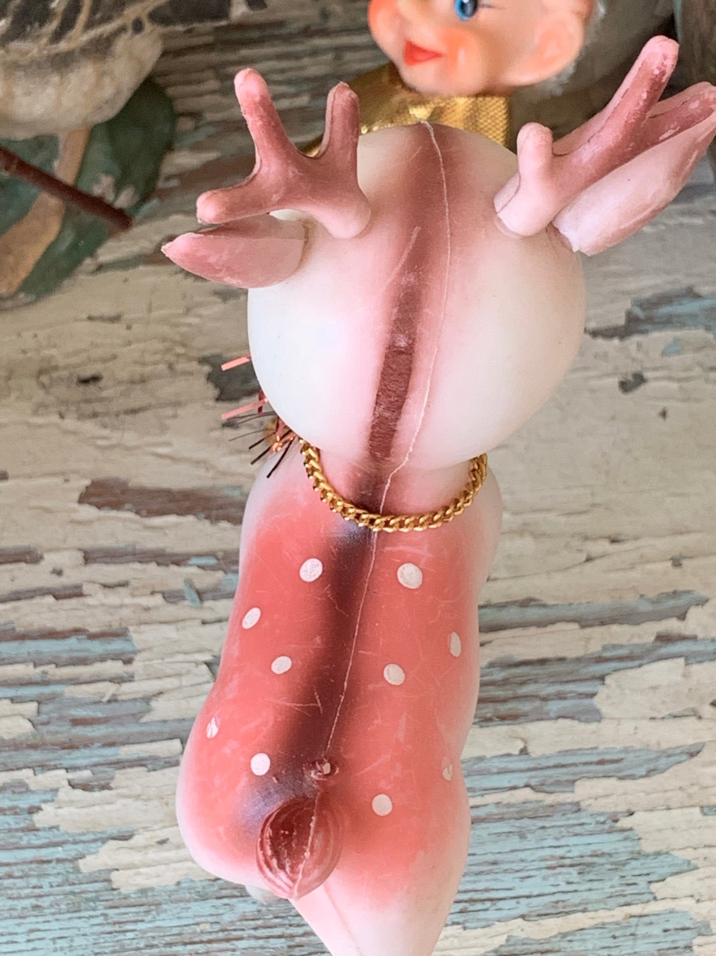 Vintage pink Christmas reindeer