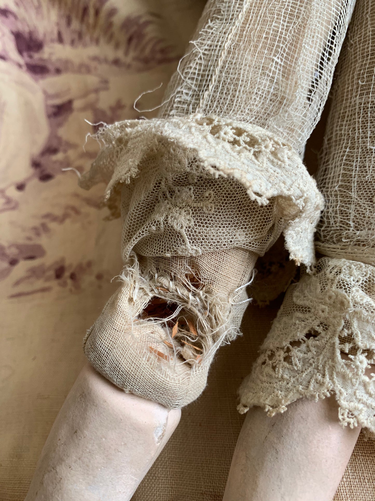 Antique french boudoir doll added blue hair