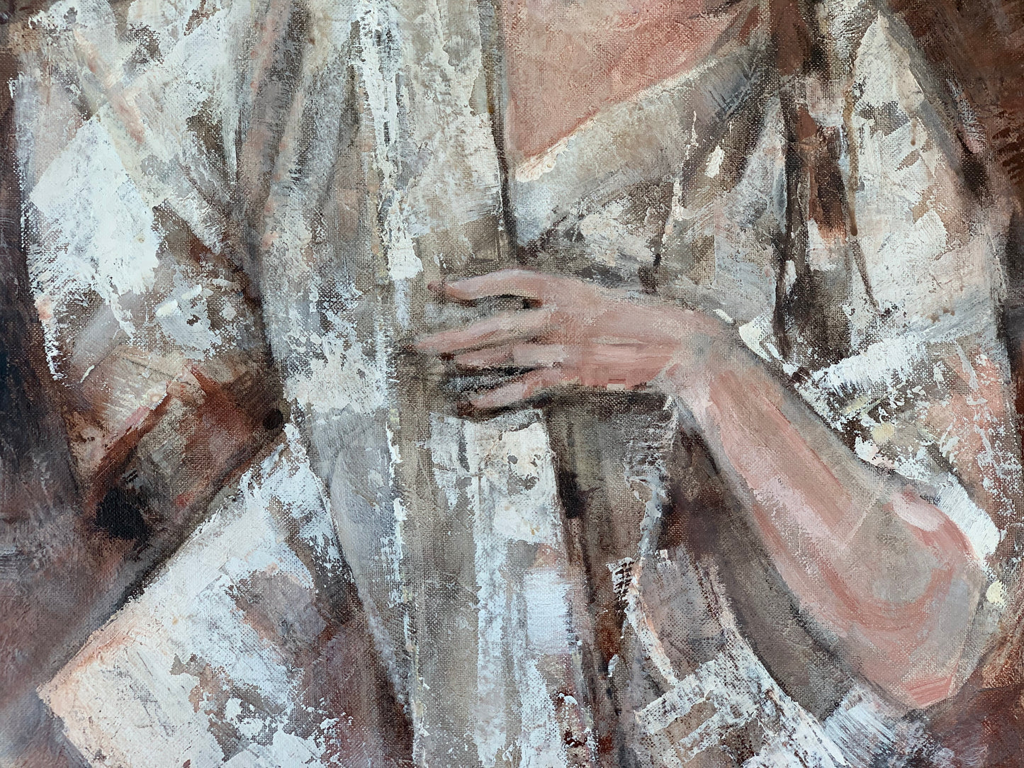 Vintage original mid century portrait painting