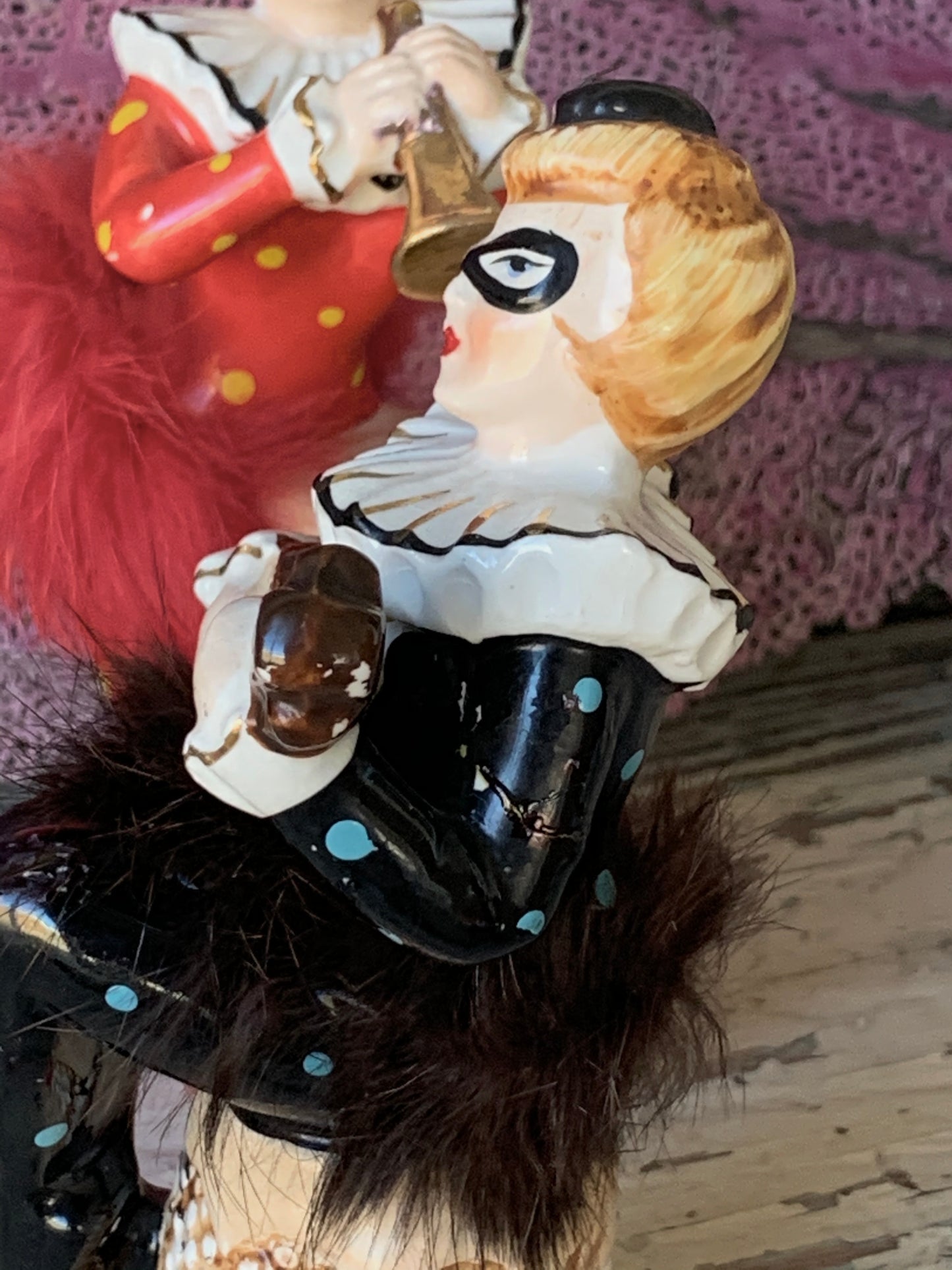 Vintage pair harlequin ballerina figurines