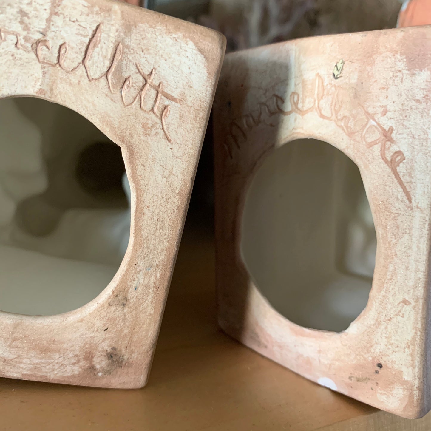 Vintage pair painted foo dog statues