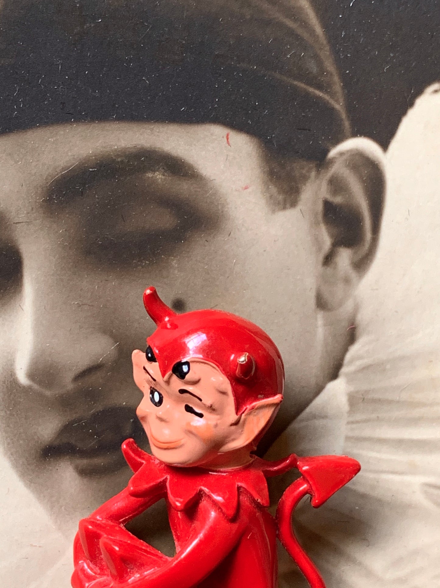 Vintage winking devil pixie pin