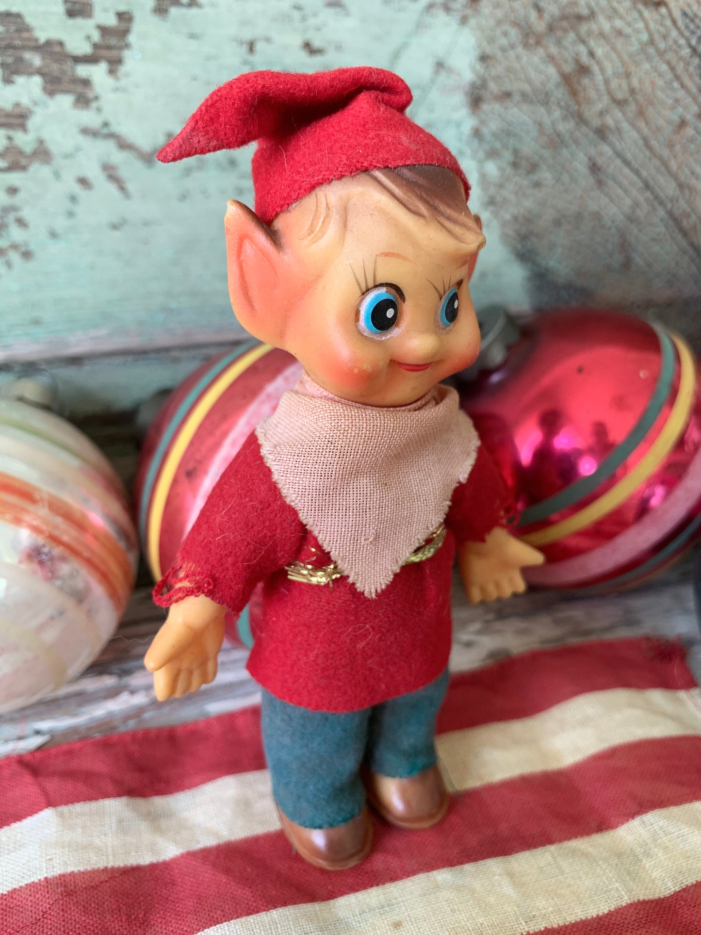 Vintage mini elf figurine Christmas decoration pixie doll