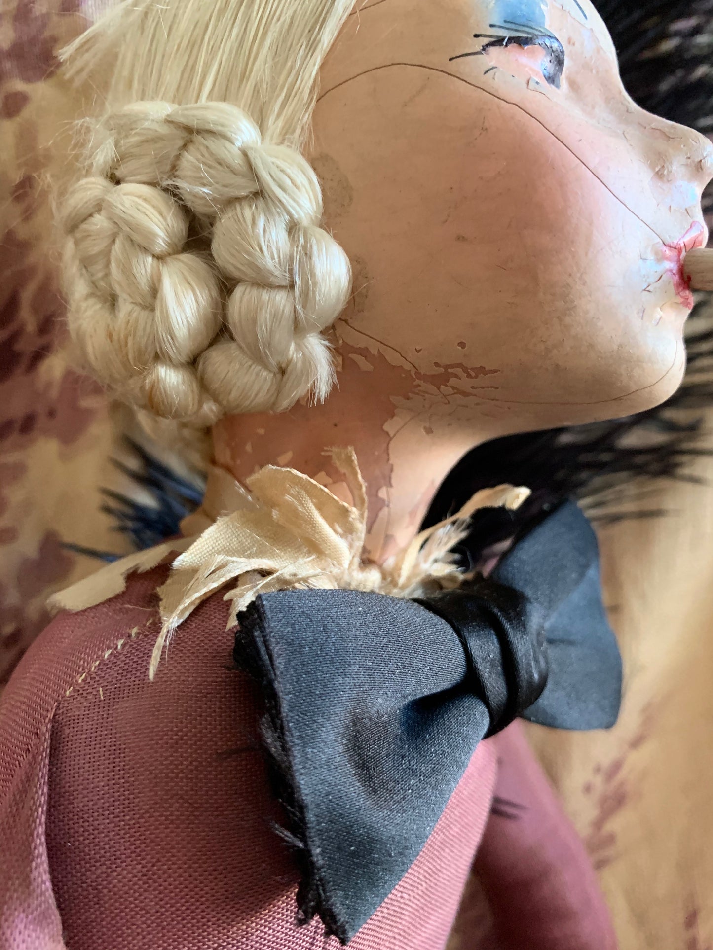 Vintage shabby smoker flapper boudoir doll