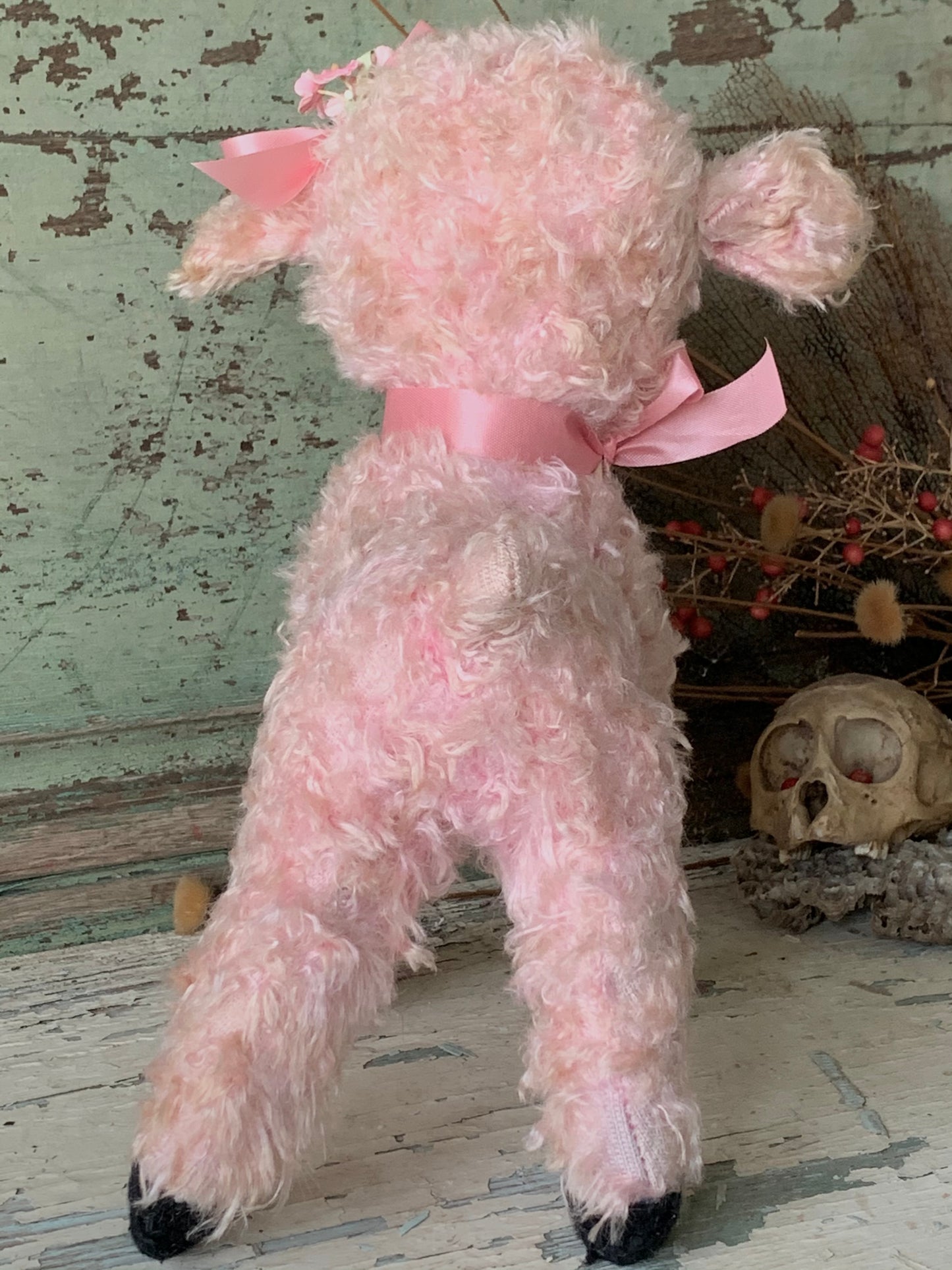 Vintage small Rushton pink lamb