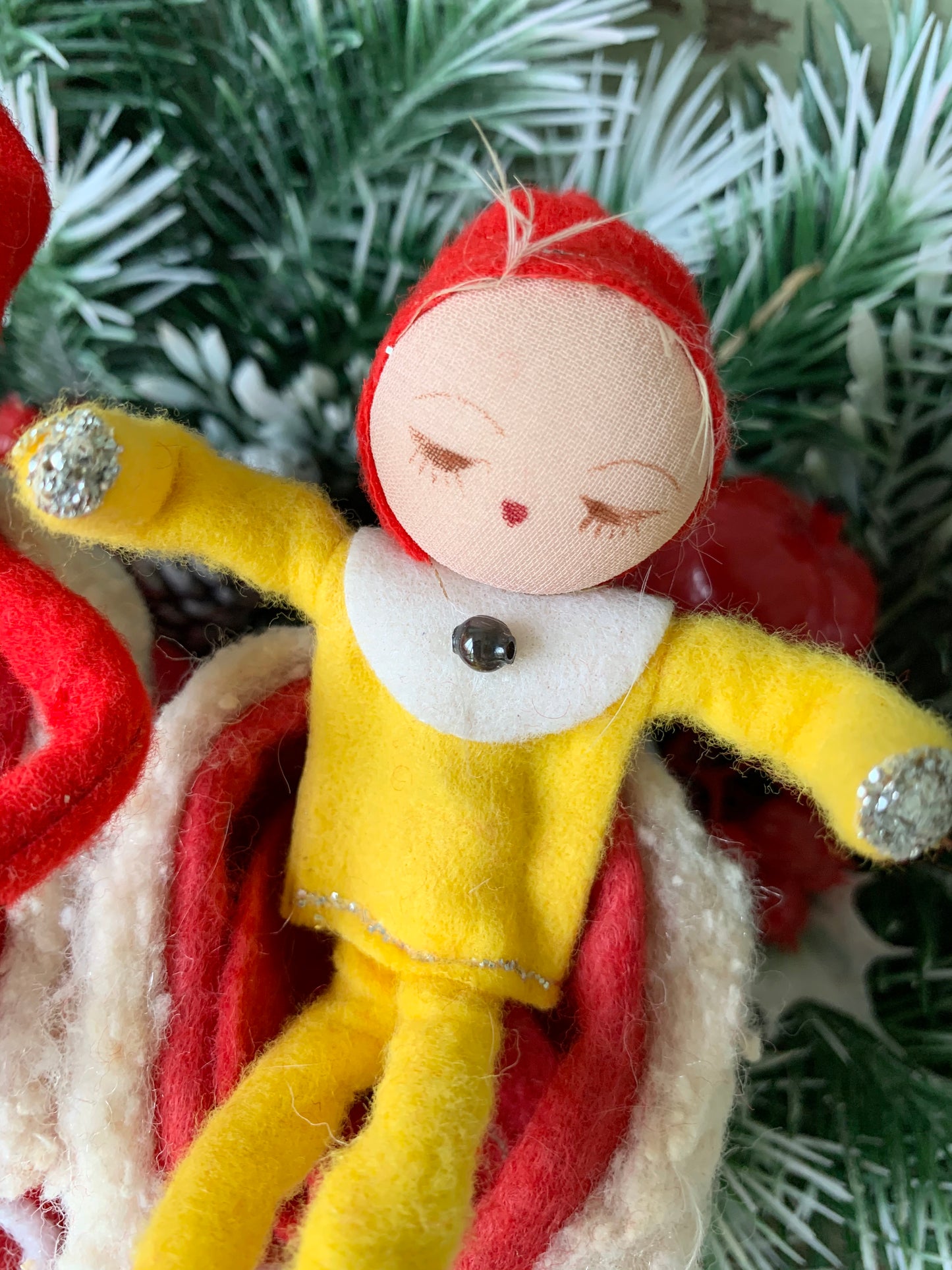 Vintage pair mini elves in boots Christmas pixies