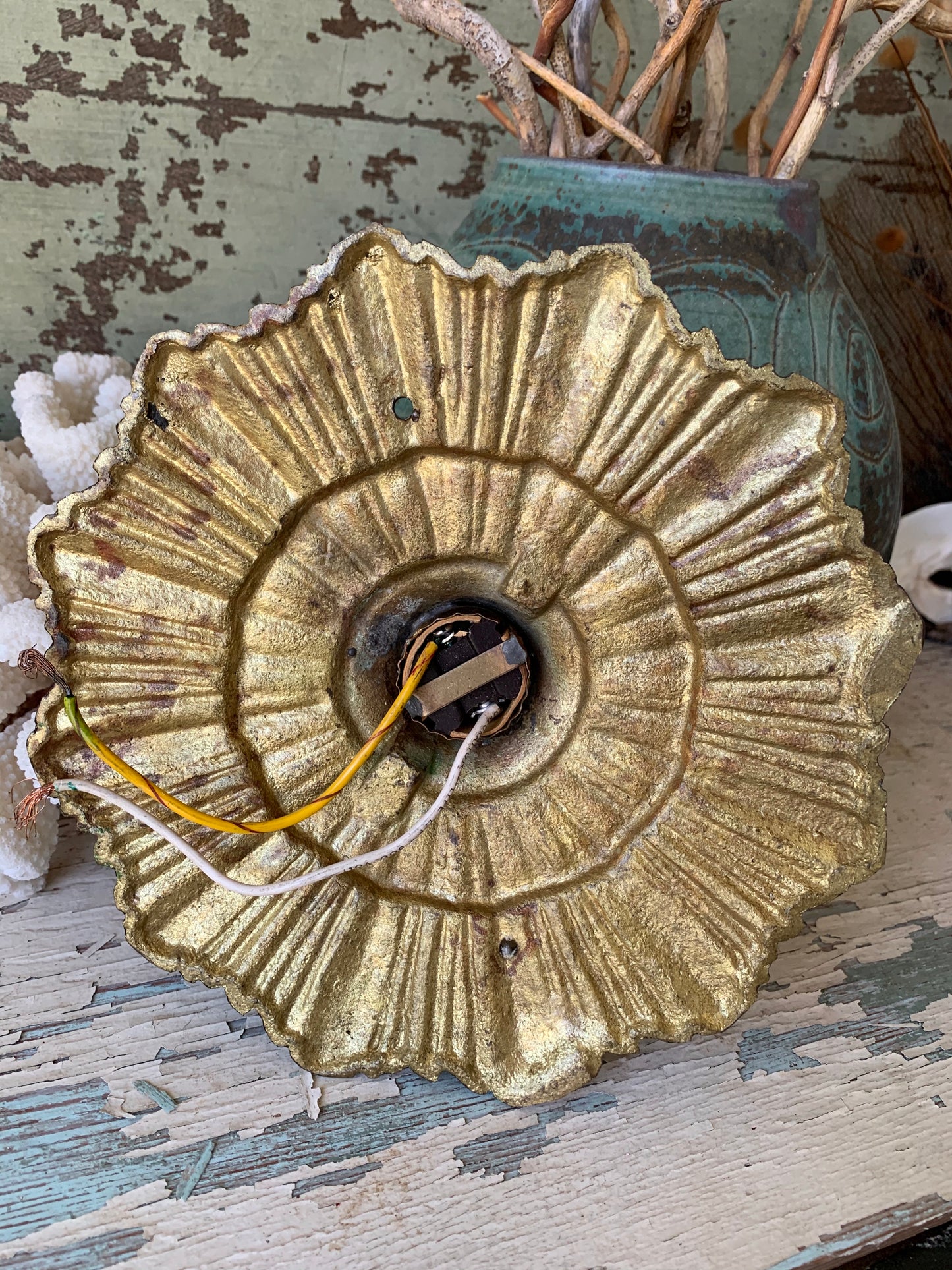Mid century starburst flush mount ceiling light