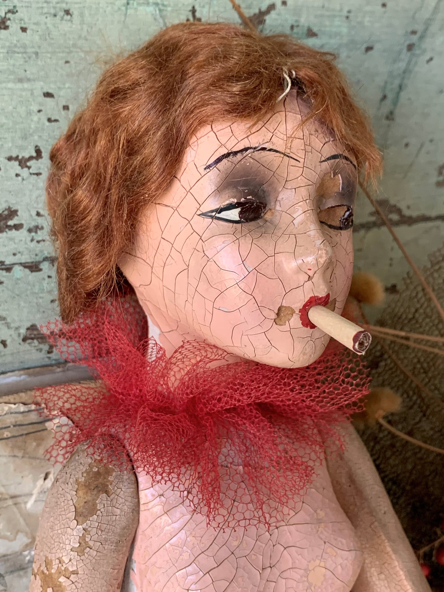 Vintage age worn Cubeb doll as-is