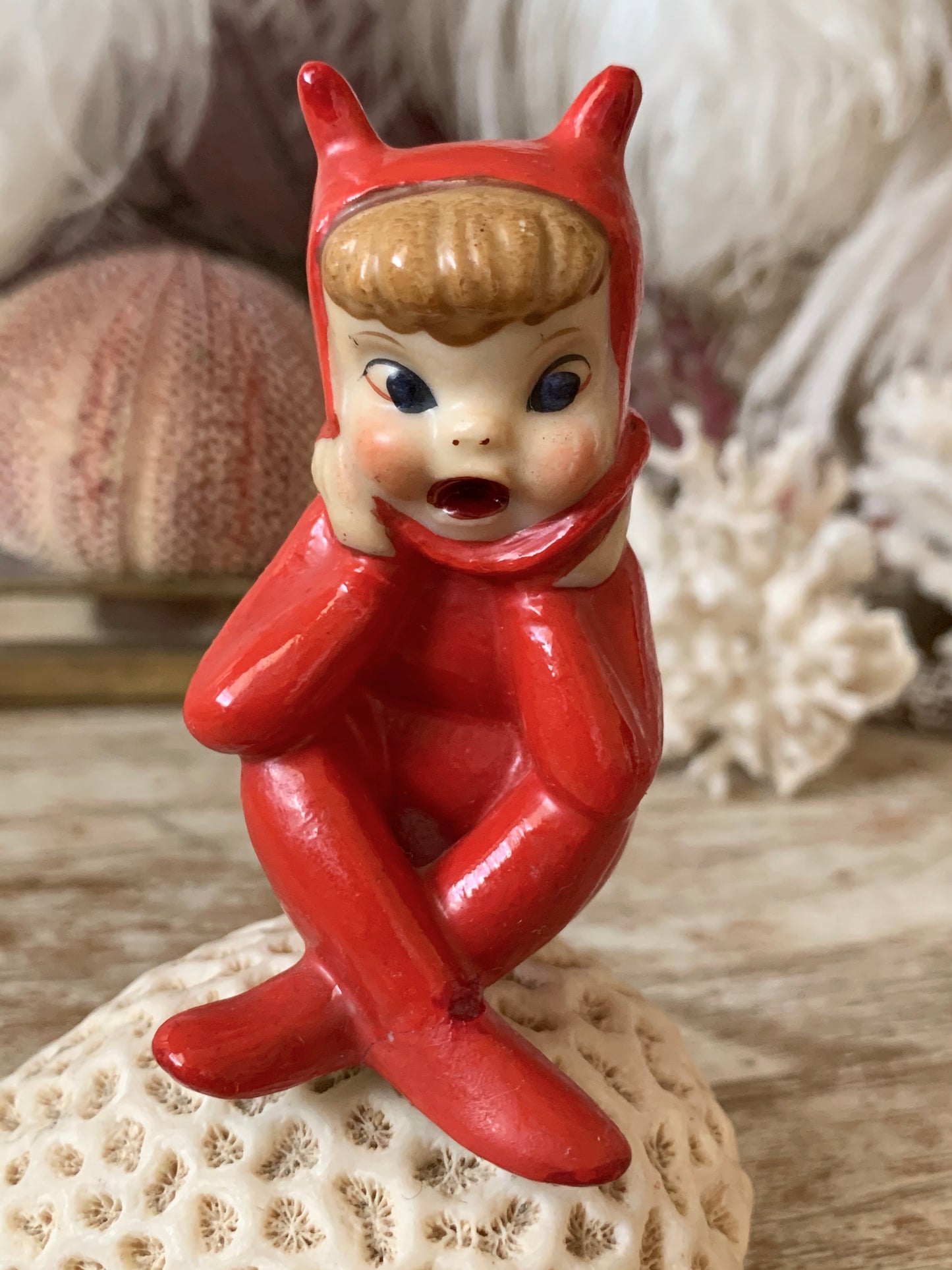 Vintage devil pixie figurine repaired as is