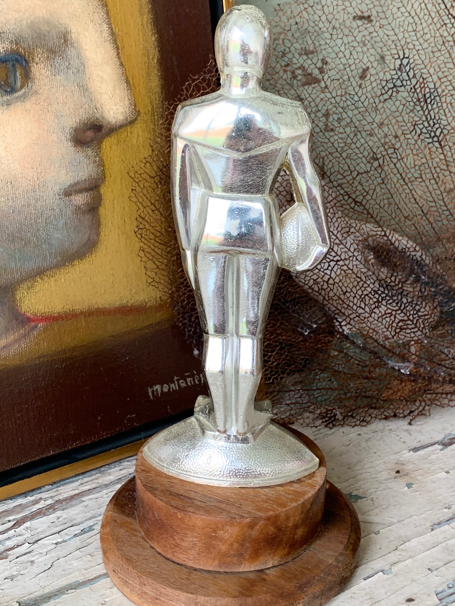 Vintage football player trophy 60s figural award statue