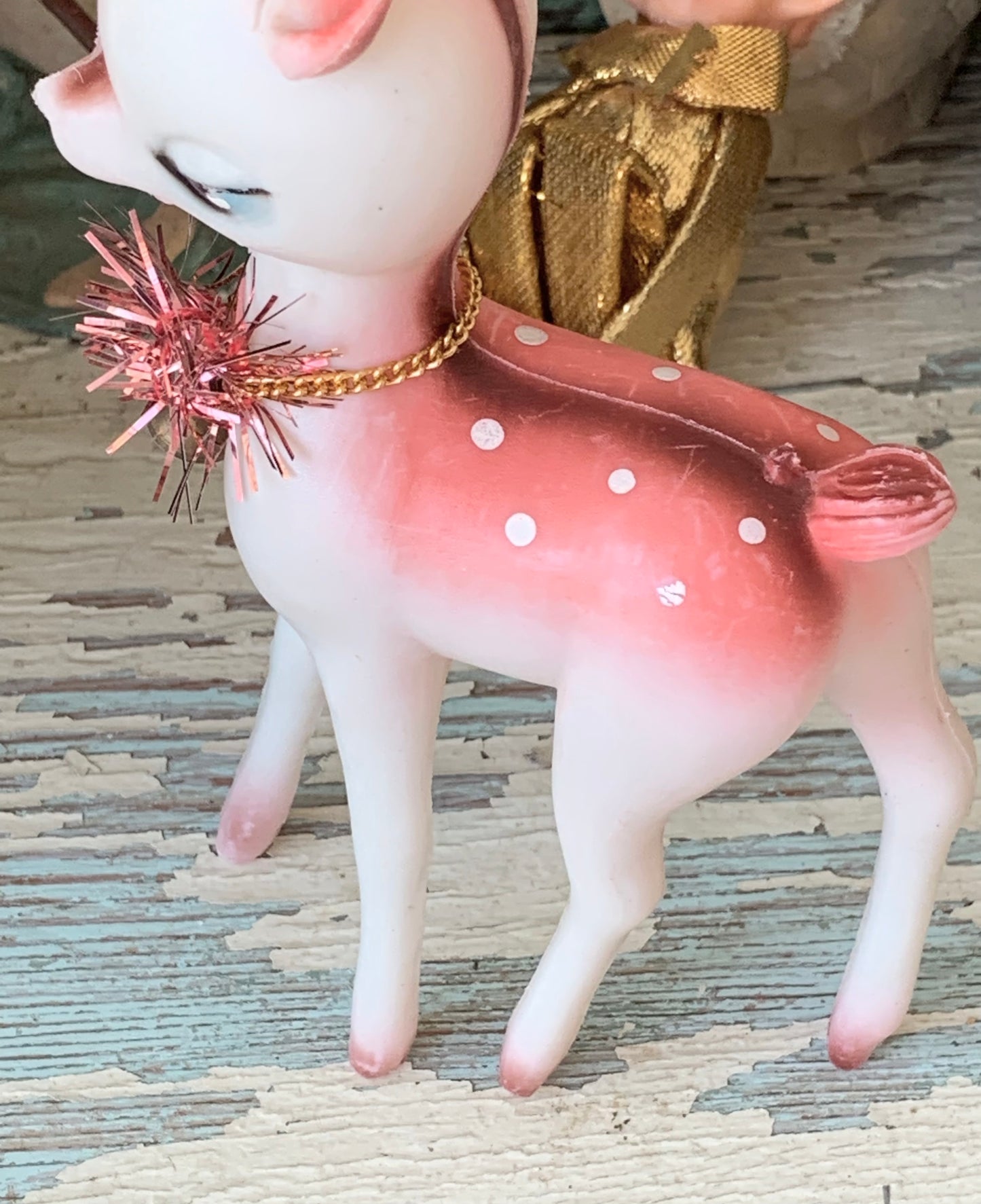 Vintage pink Christmas reindeer