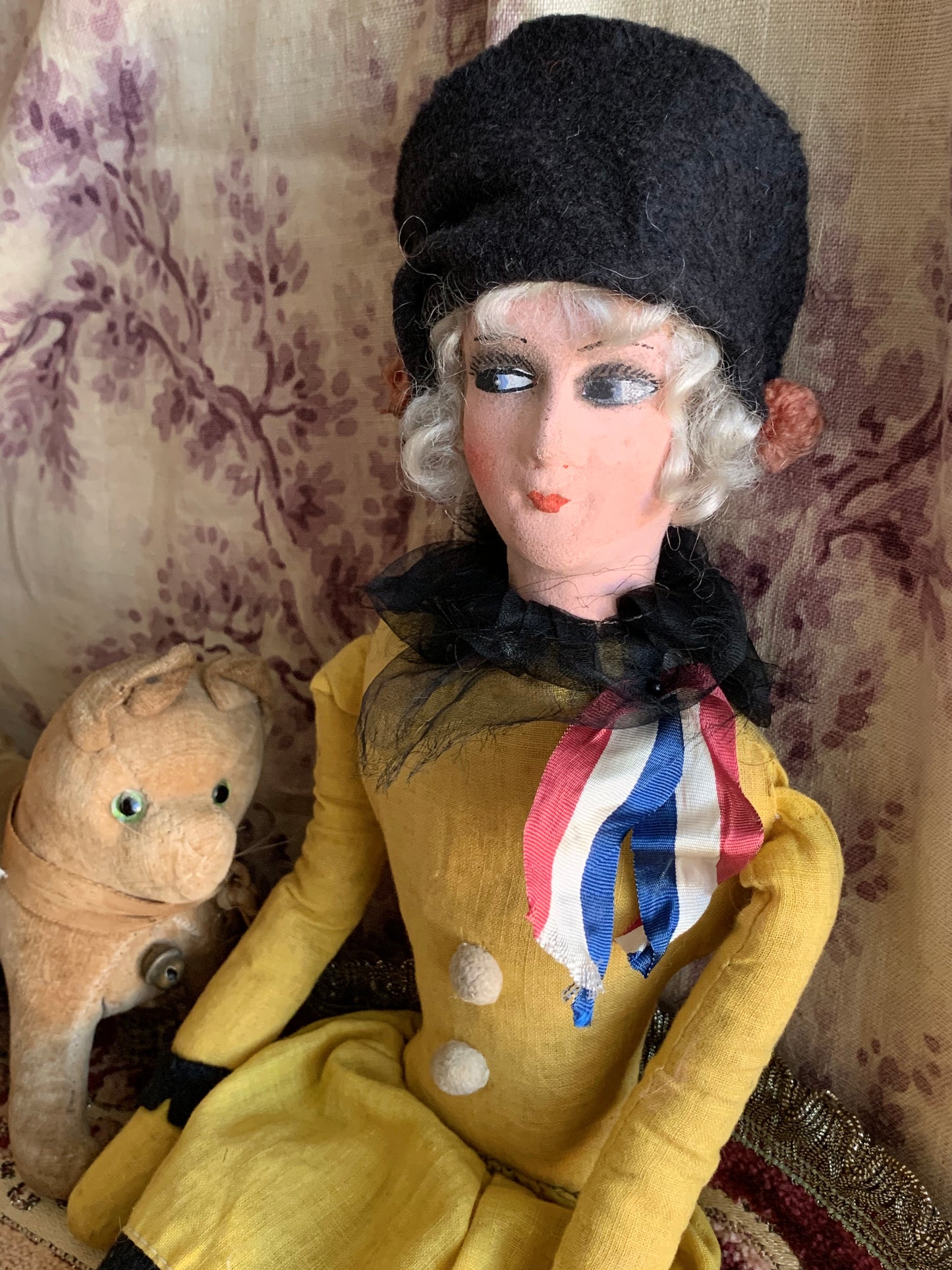 Vintage small pierrot boudoir doll