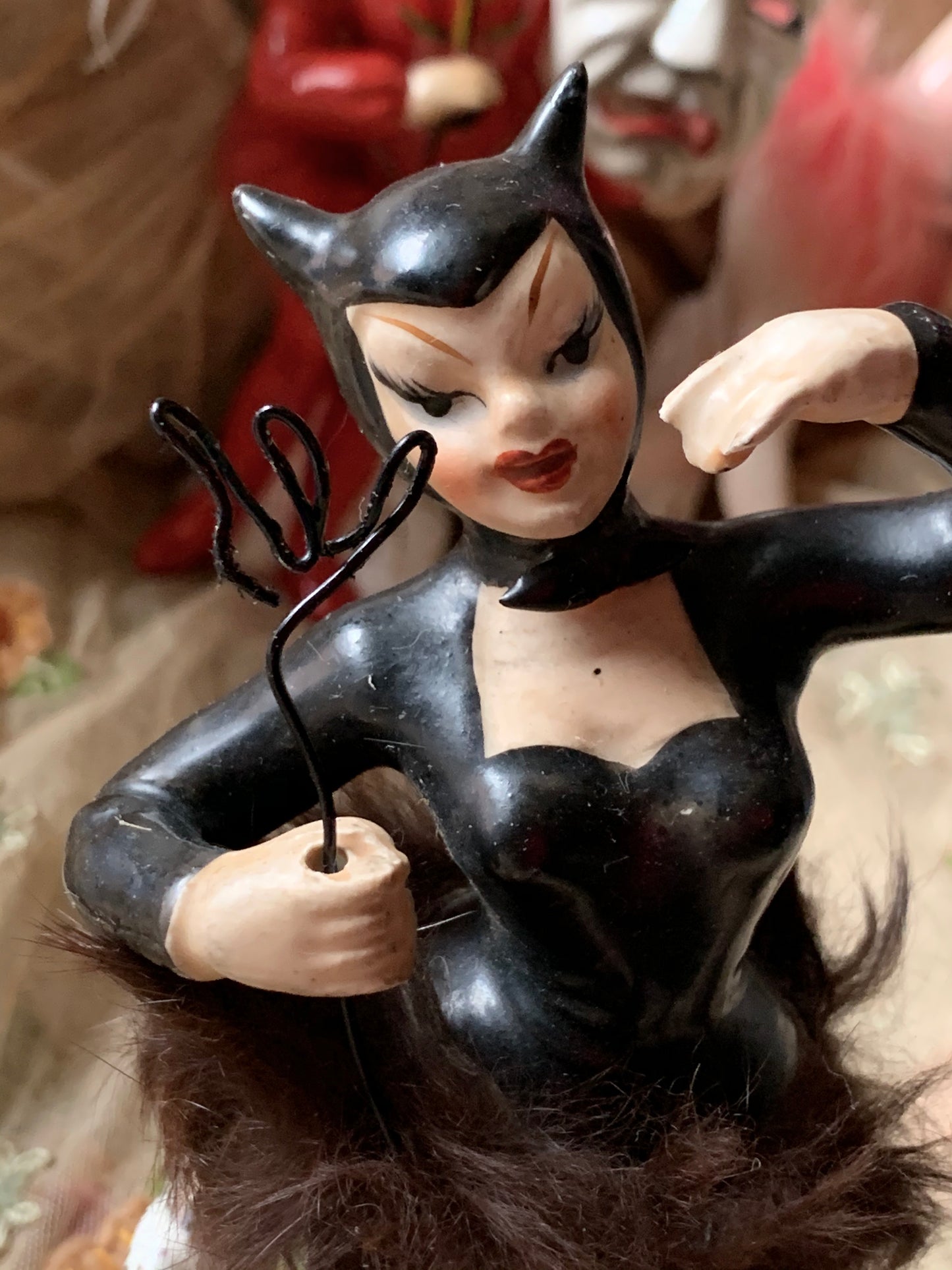 Vintage black devil ballerina figurine