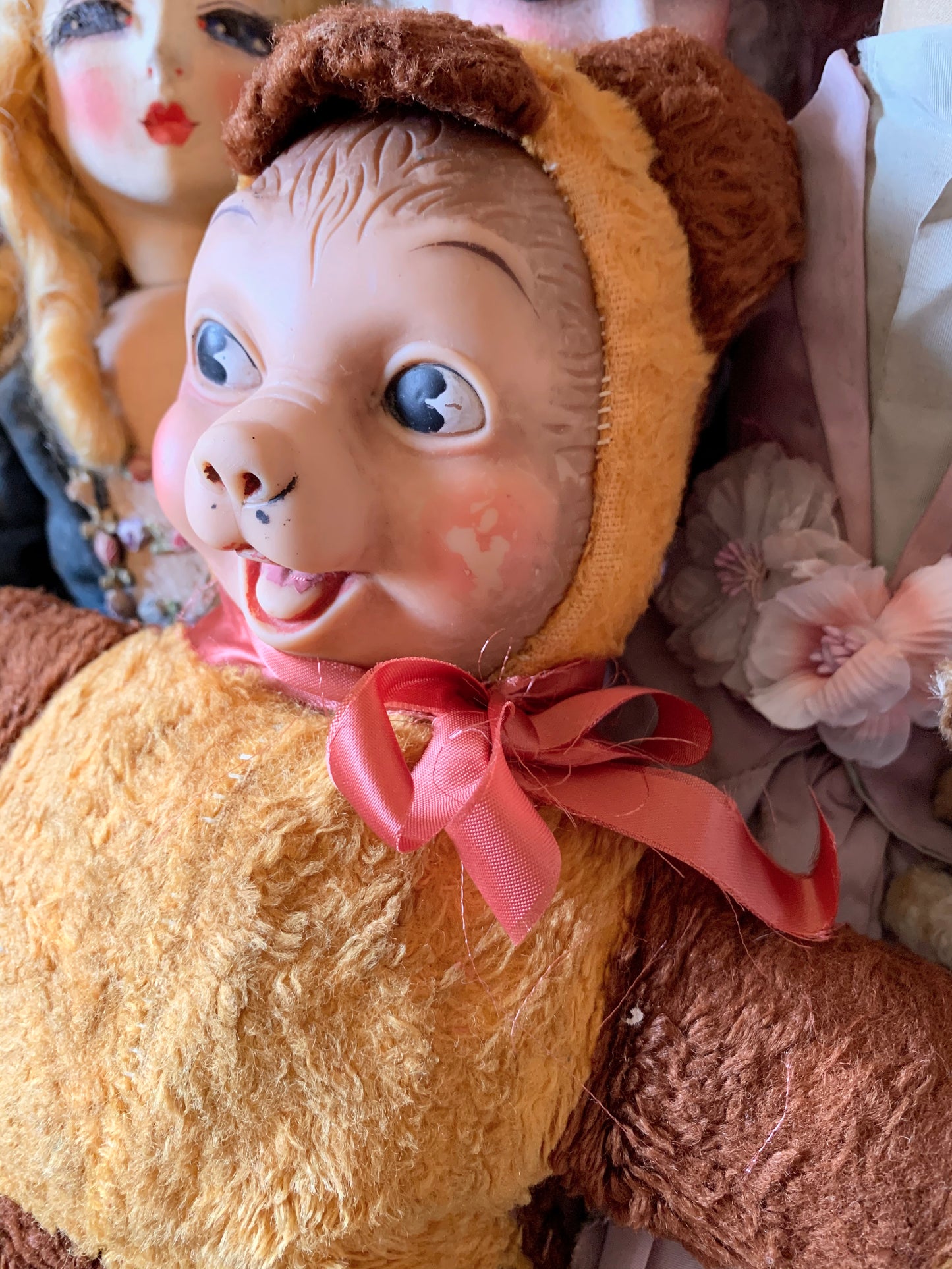 Vintage rubber face bear retro stuffed toy teddy