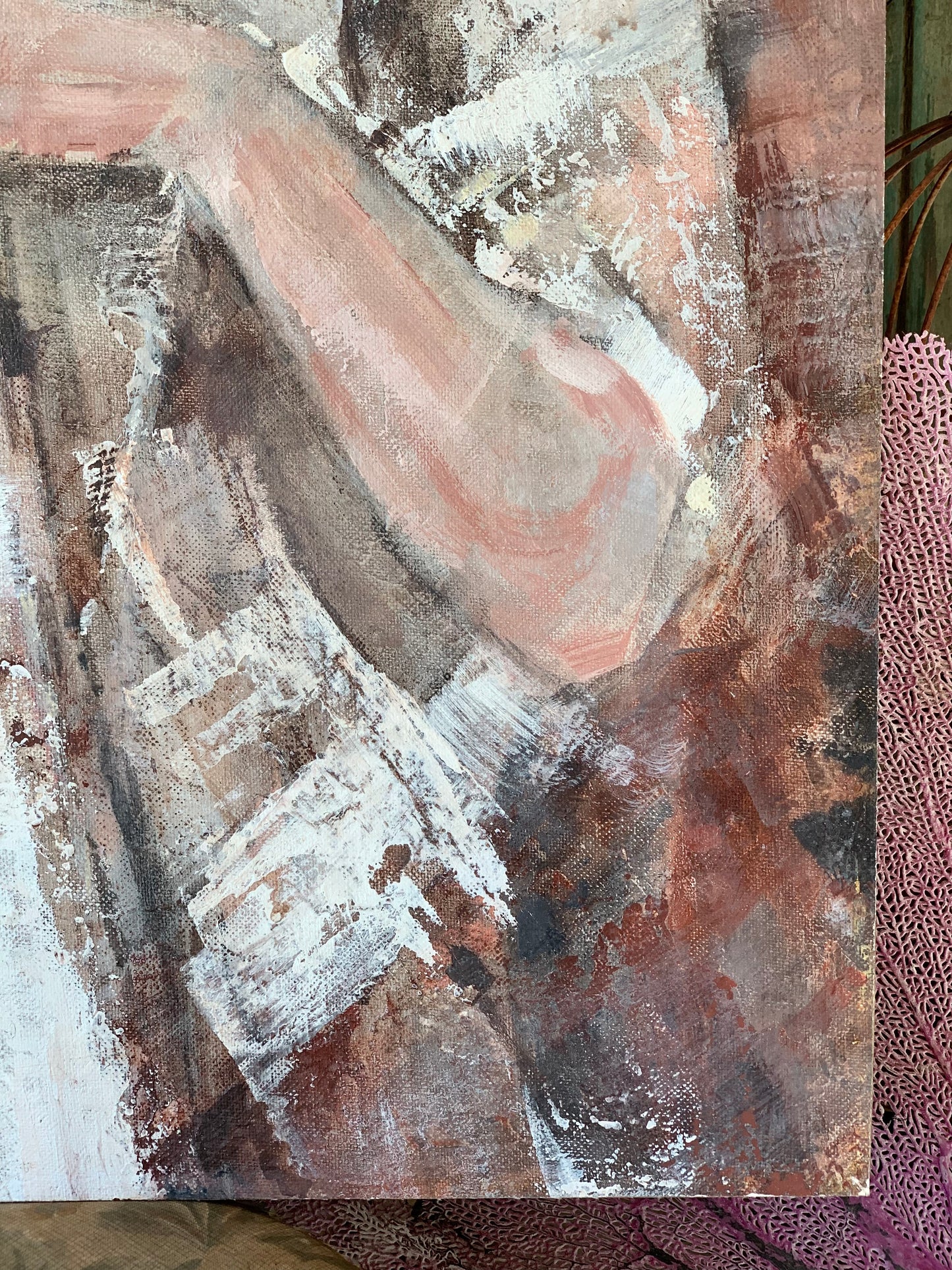 Vintage original mid century portrait painting