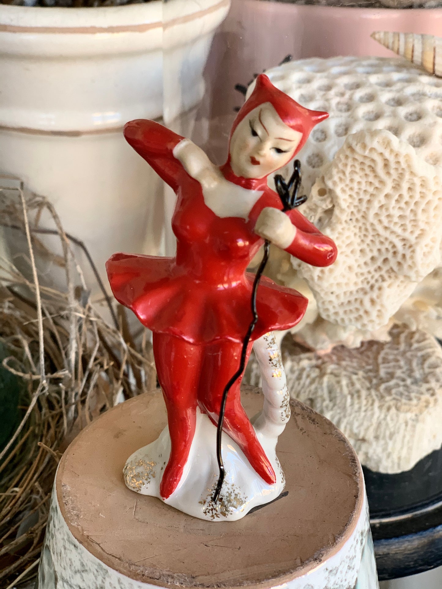 Vintage mini devil ballerina figurine
