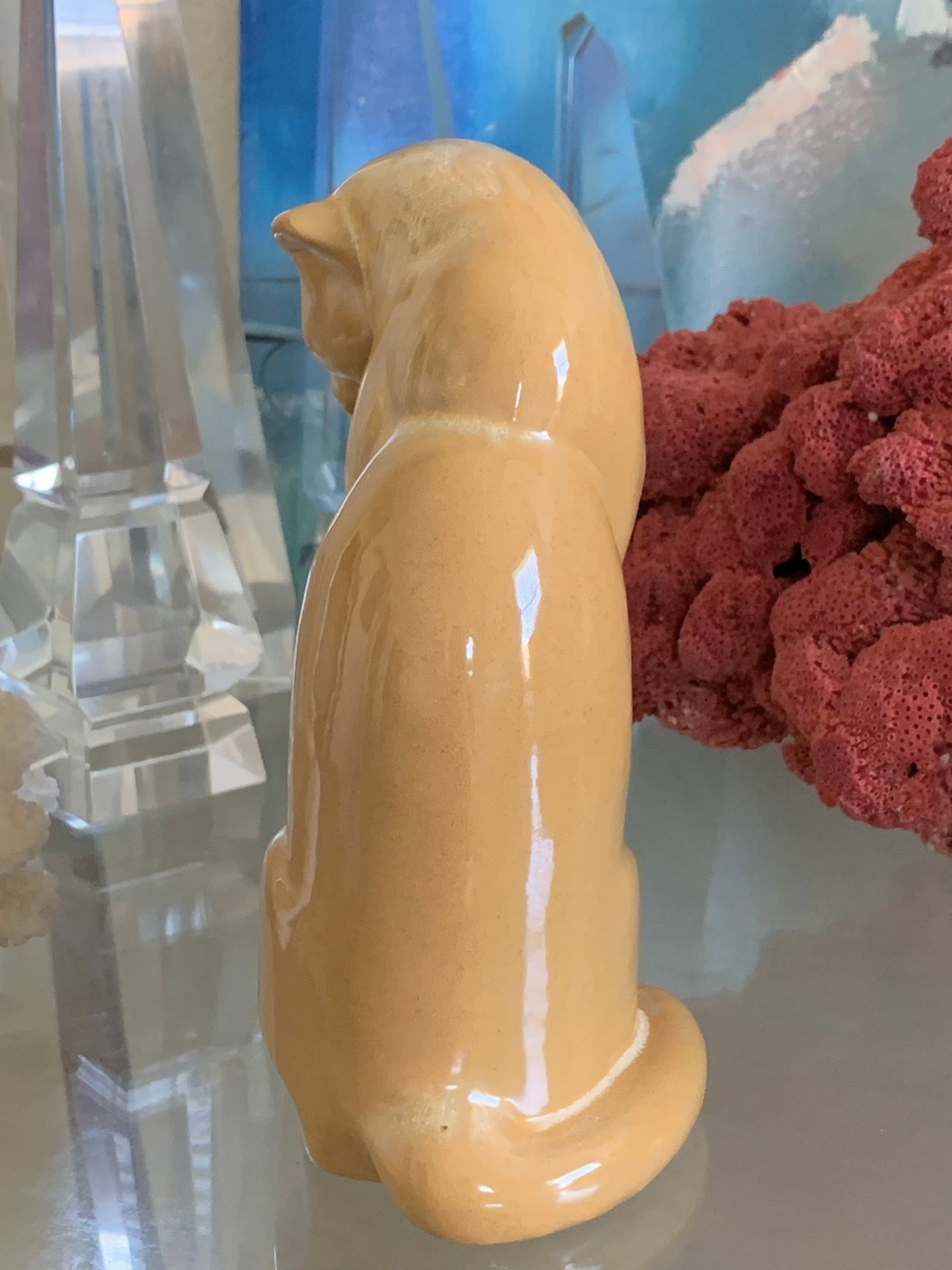 Vintage Frankoma pottery puma cat statue