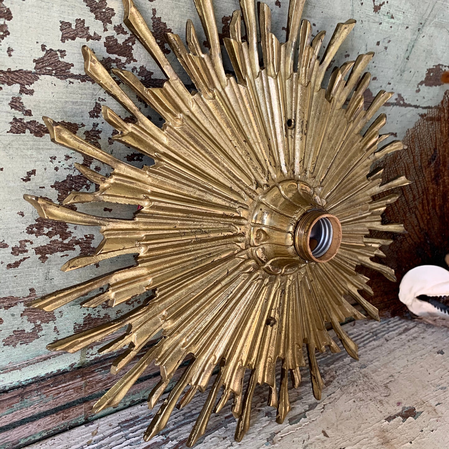 Mid century starburst ceiling flush mount light