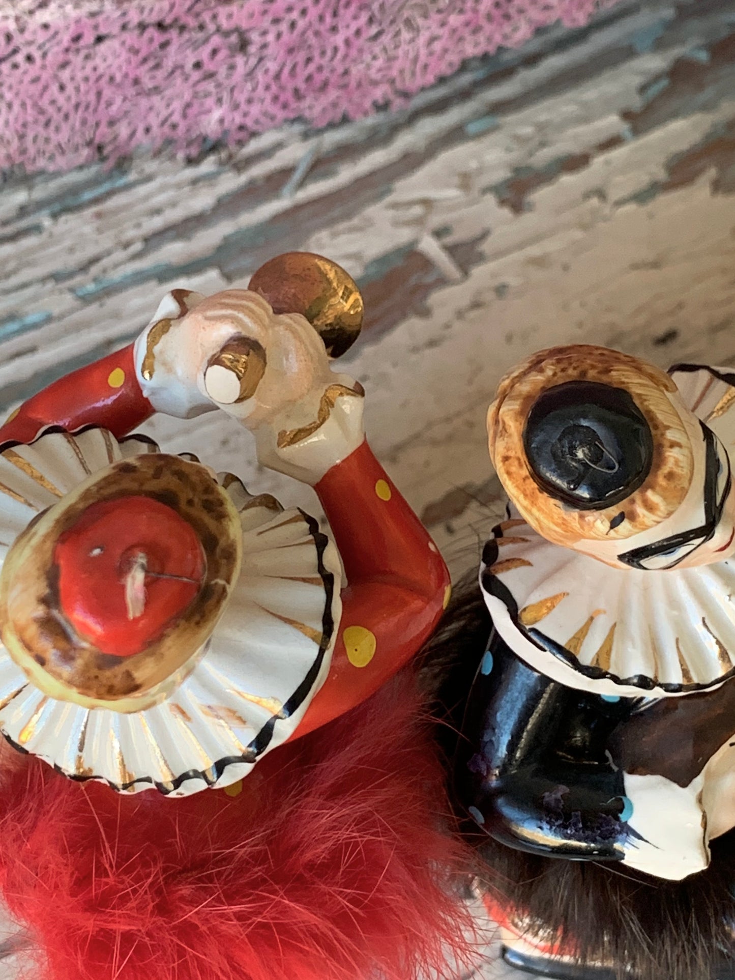 Vintage pair harlequin ballerina figurines