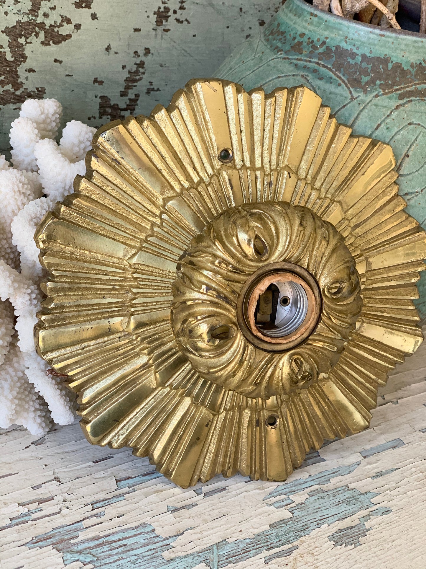 Mid century starburst flush mount ceiling light