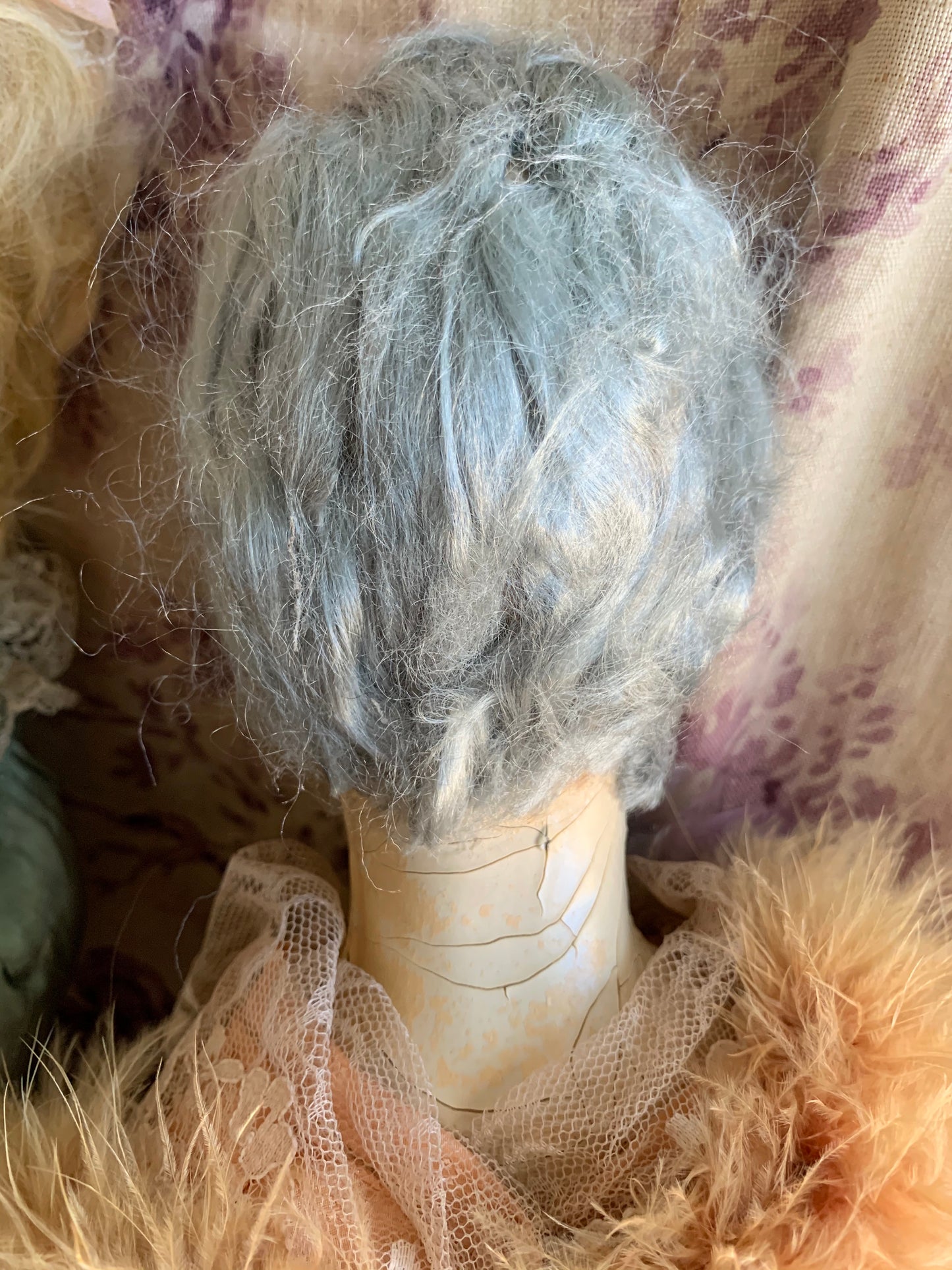 Vintage blue hair boudoir doll time worn flapper doll