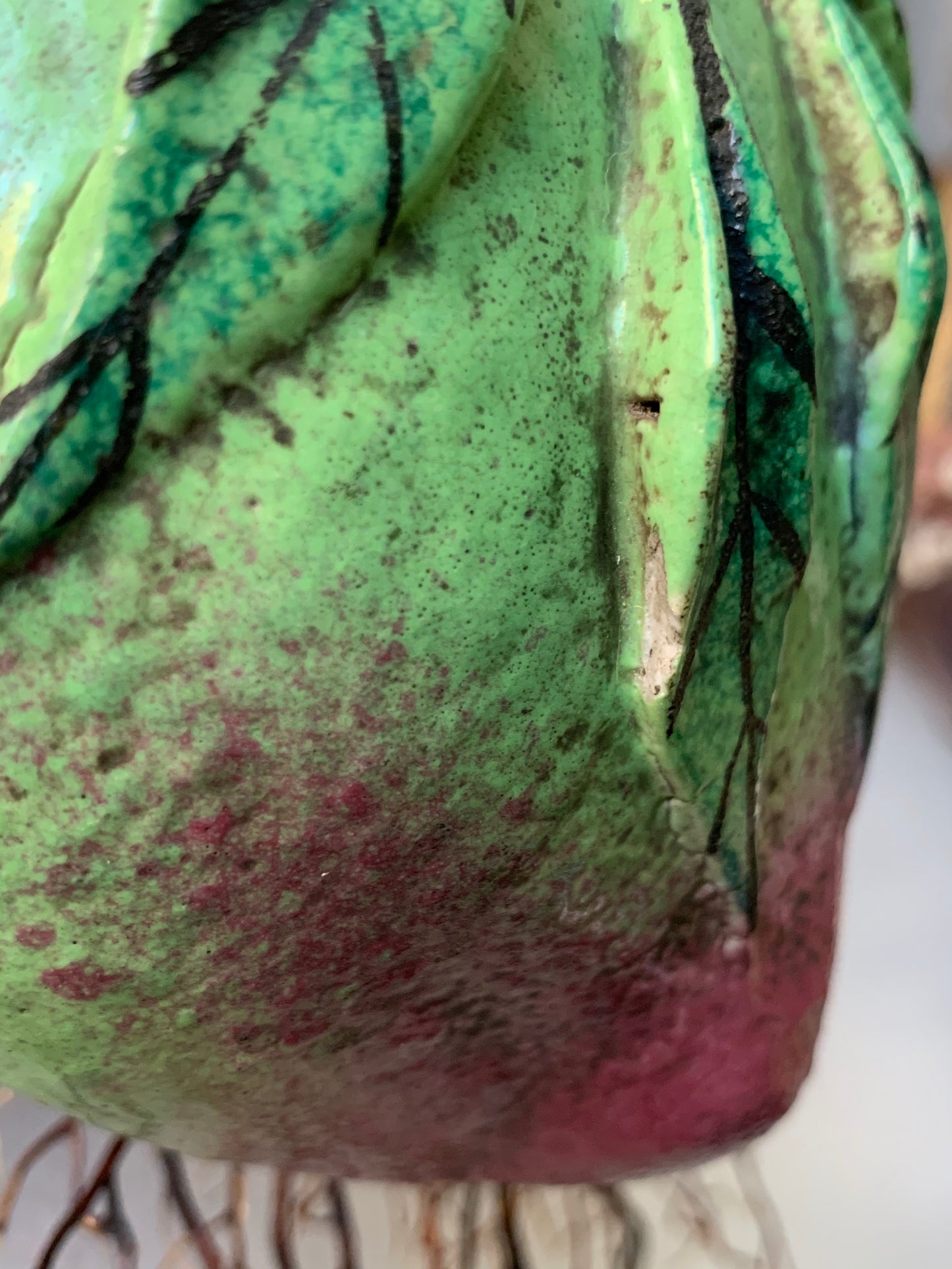 Vintage pottery altar fruit mango